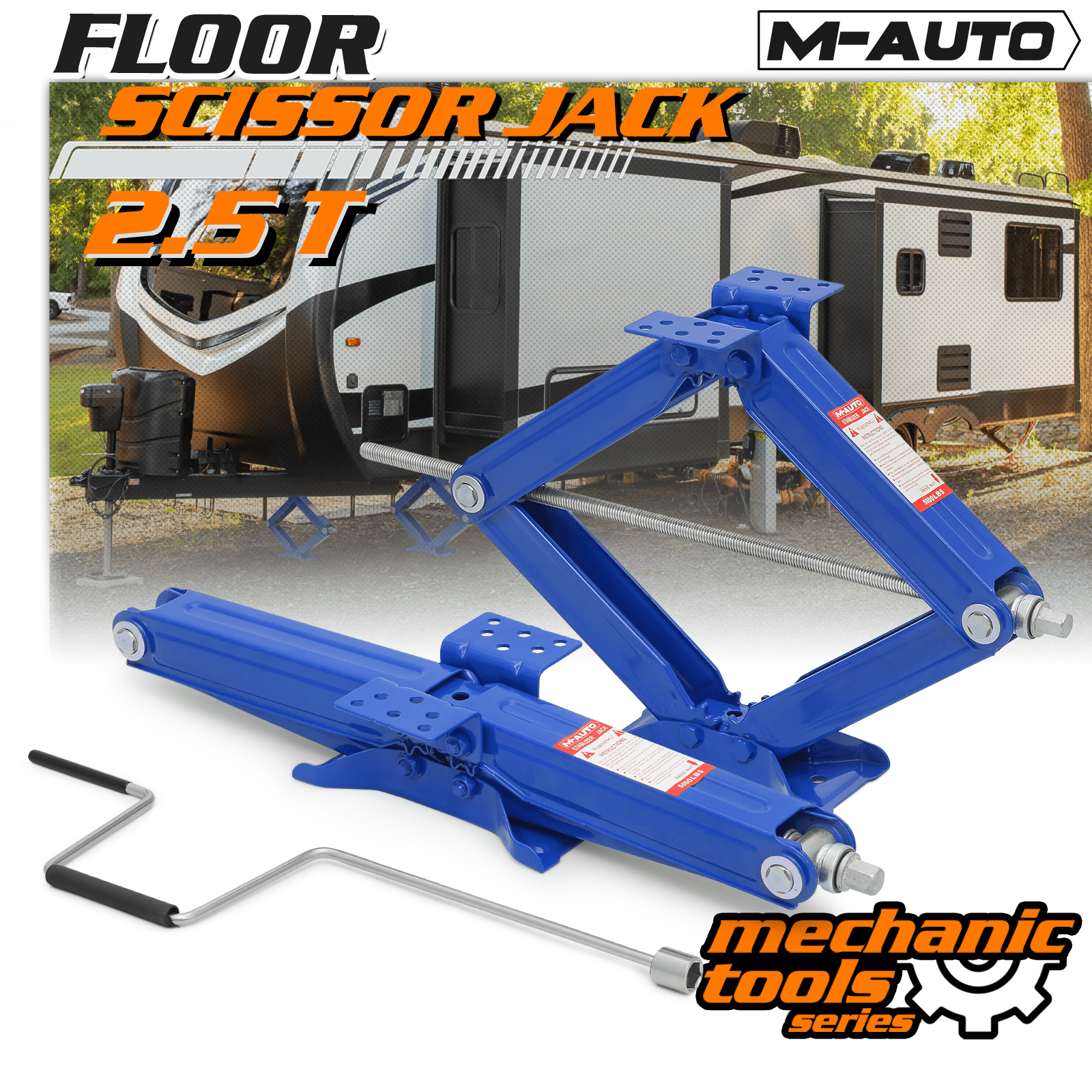 M-AUTO 2.5 Ton Scissor Jack Set of 2, 5000lbs Heavy Duty Car Jack Kit for Changing Tires Tools, Stabilizer Leveling Scissor Jacks with Handle, Blue