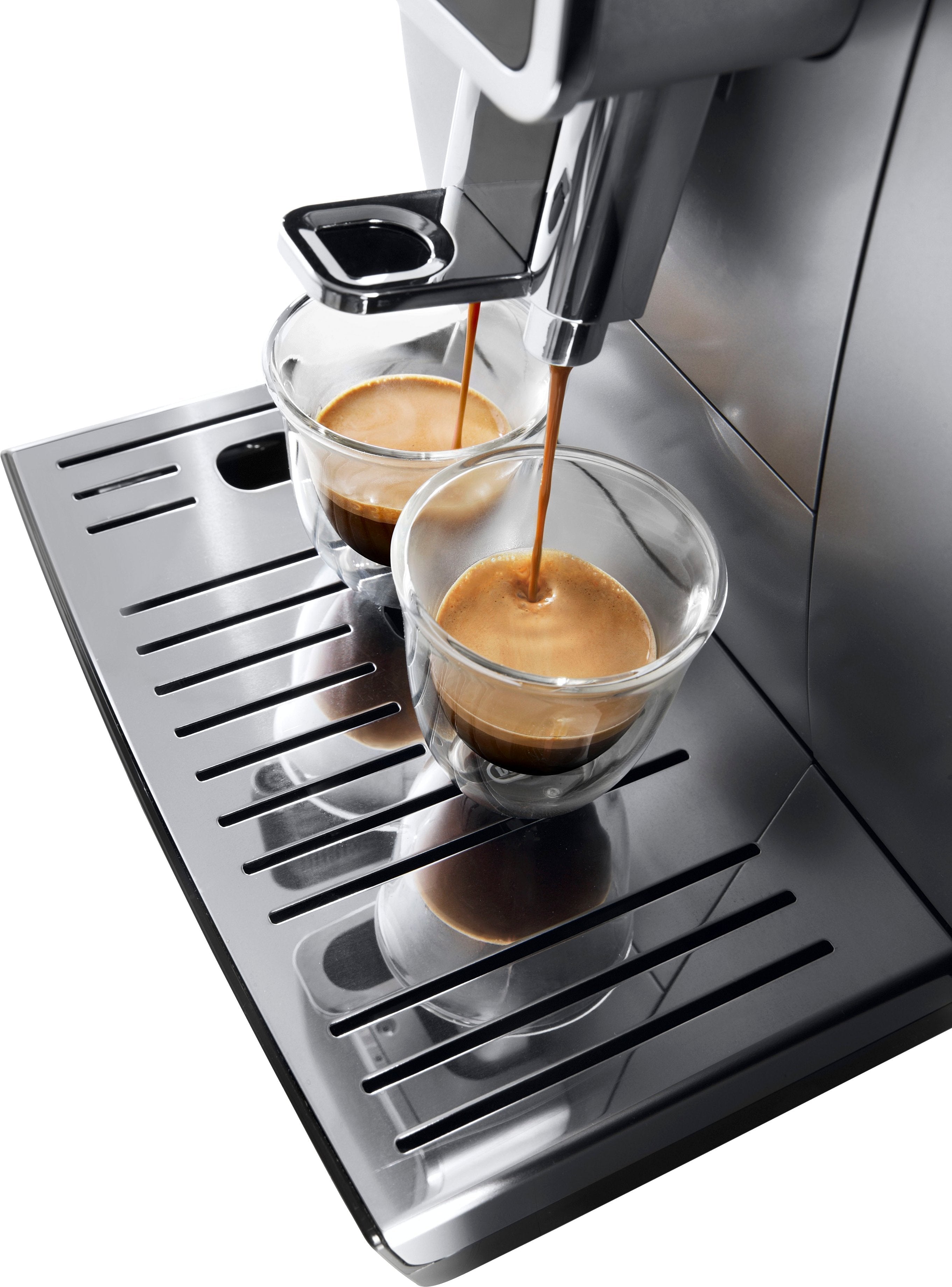 De'Longhi - Dinamica TrueBrew Over Ice Fully Automatic Coffee and Espresso Machine- Chrome and Black