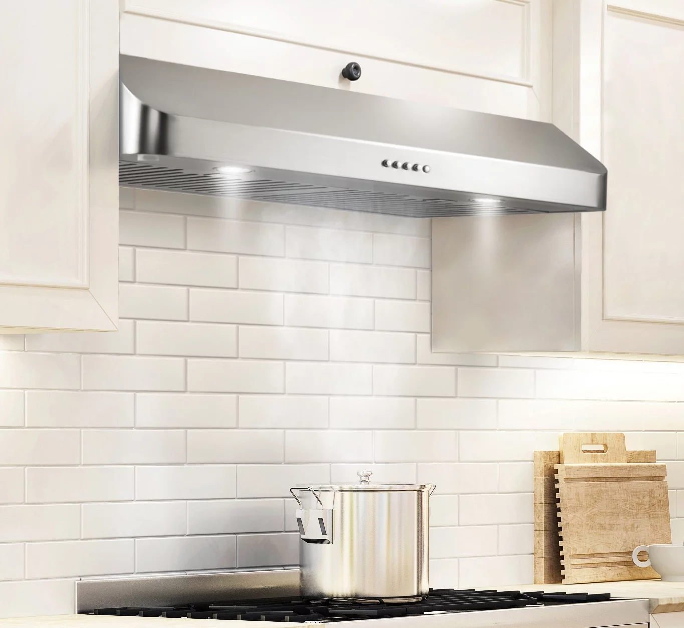 30 Inch Under Cabinet Range Hood Kitchen Stove Vent Hood, Ducted Built in Range Hood Stainless Steel, 400 CFM with Permanent Stainless Steel Filters