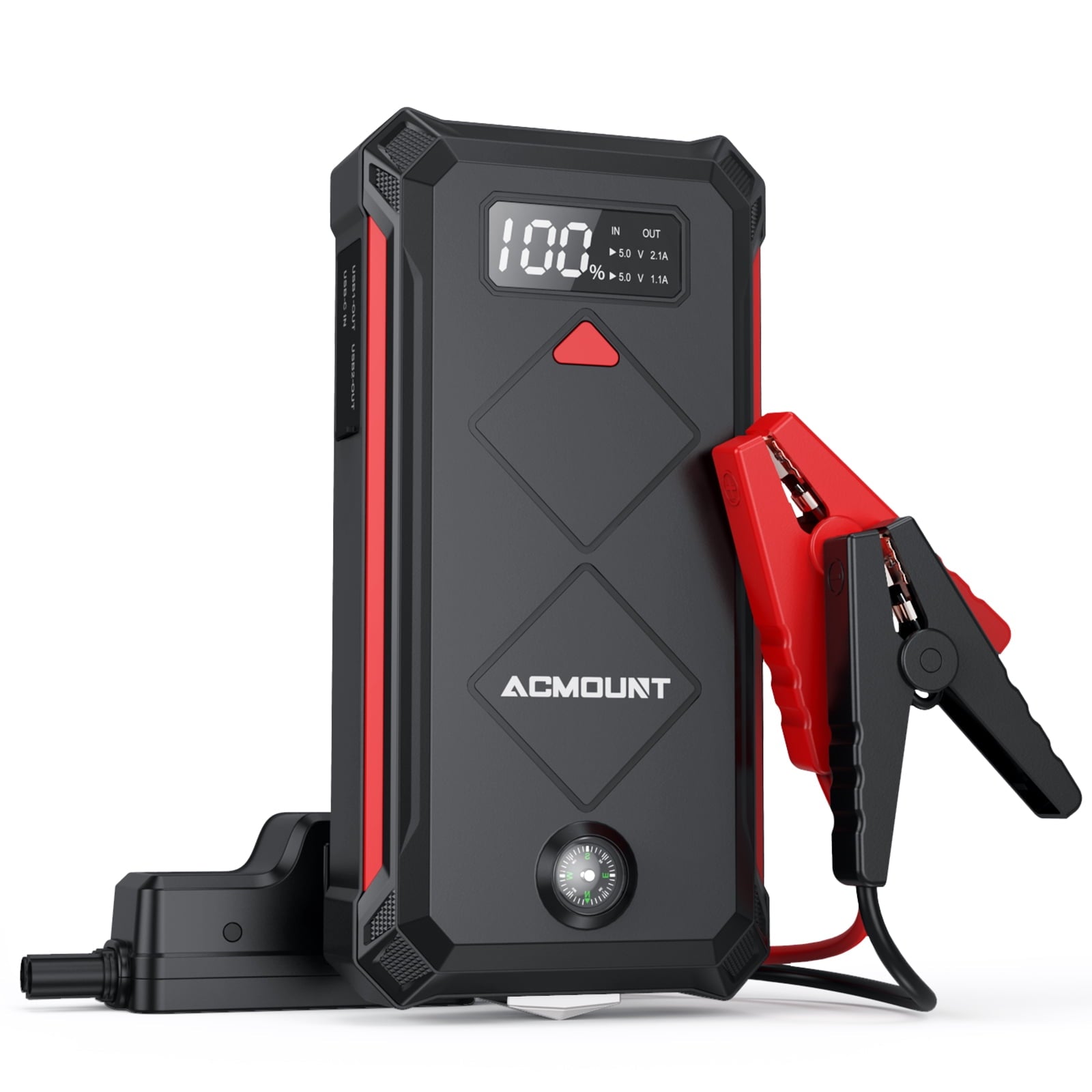 Car Jump Starter, Acmount 2000A 12V Portable Battery Jump Starter Box for up to 9L Gas or 7L Diesel Engine with LED Screen & LED Light