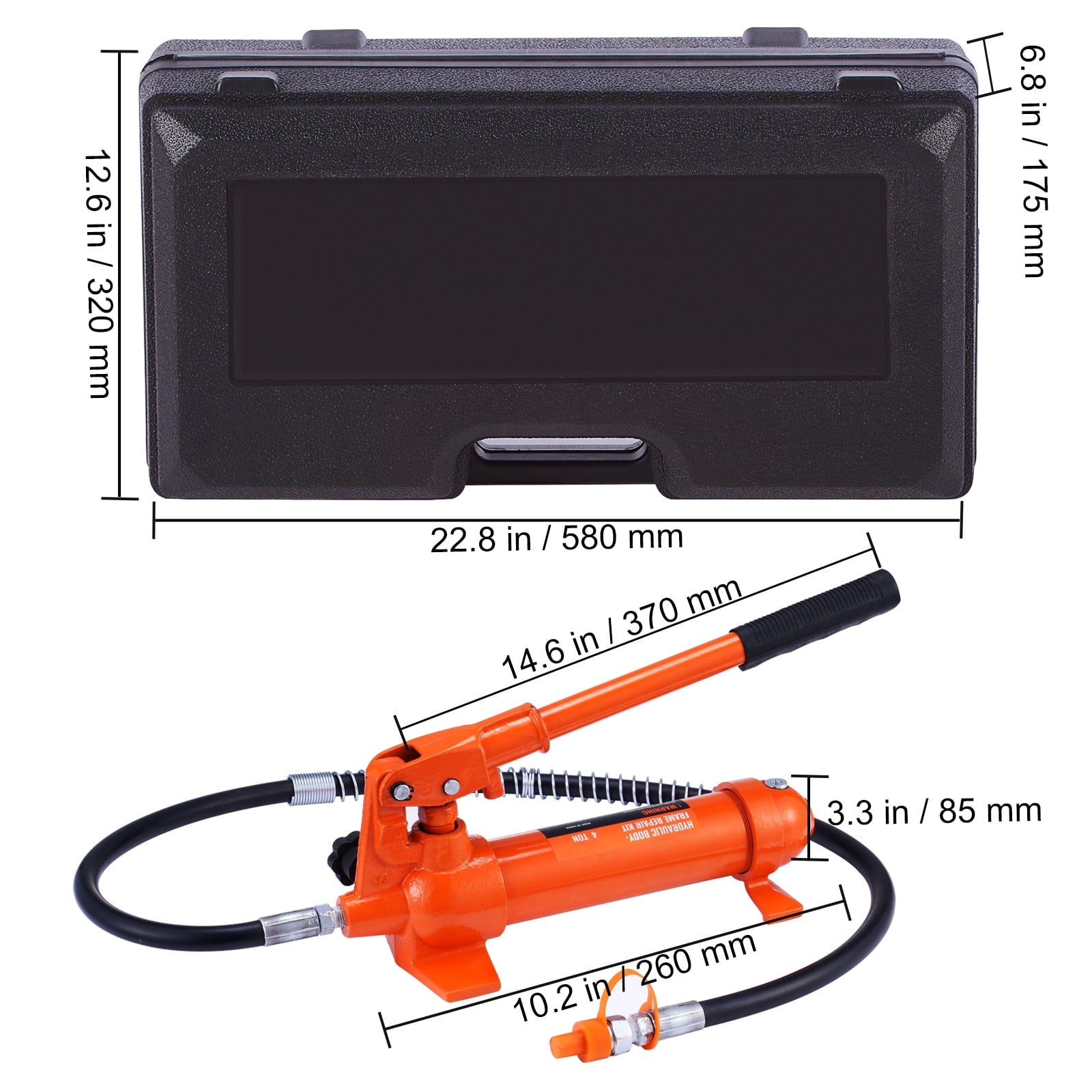 VEVOR 4 Ton Porta Power Kit Hydraulic Jack Air Pump Lift Ram Tool Auto Body Frame Repair Power Kits