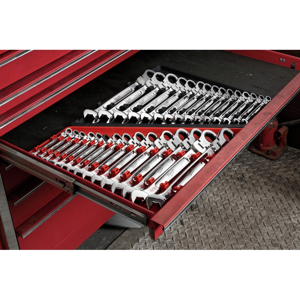 Milwaukee 48-22-9413 15-Piece SAE Flex Head Ratcheting Combination Wrench Set