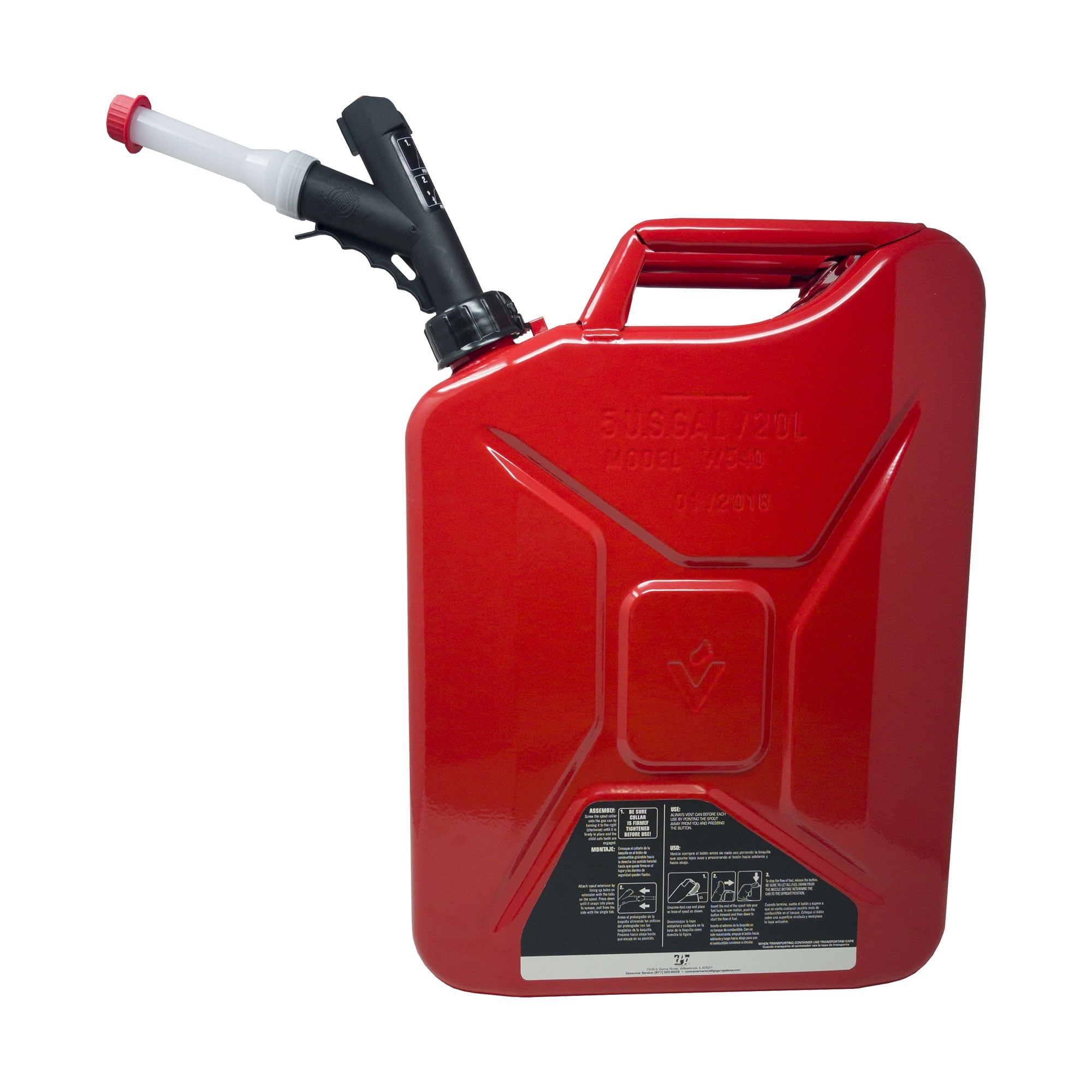 Garage Boss 5 Gallon Press N Pour Metal Jerry Can