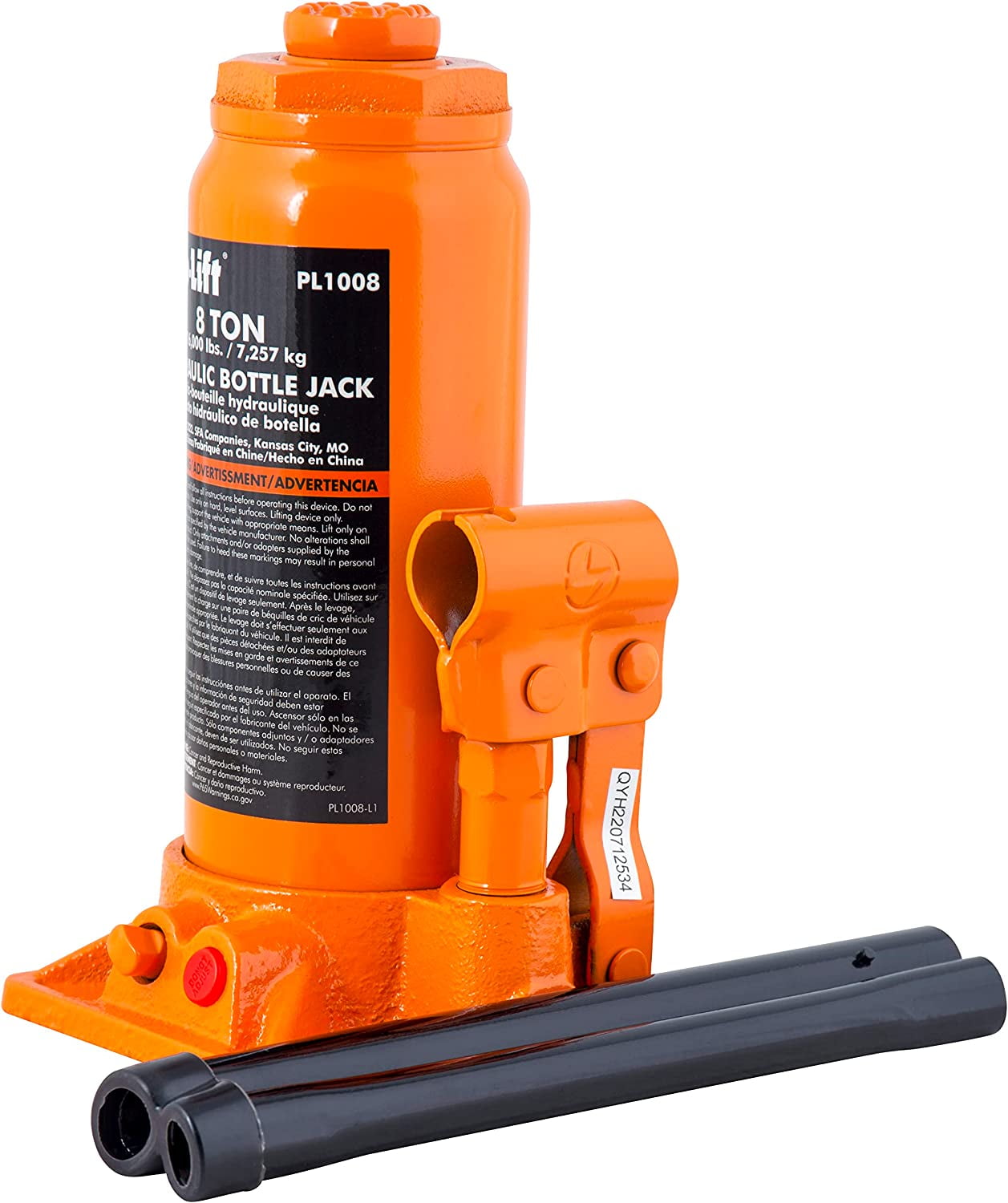 Pro-Lift 8 Ton Hydraulic Bottle Jack - Portable Car Jack 16000 lbs Capacity with Pump Handle