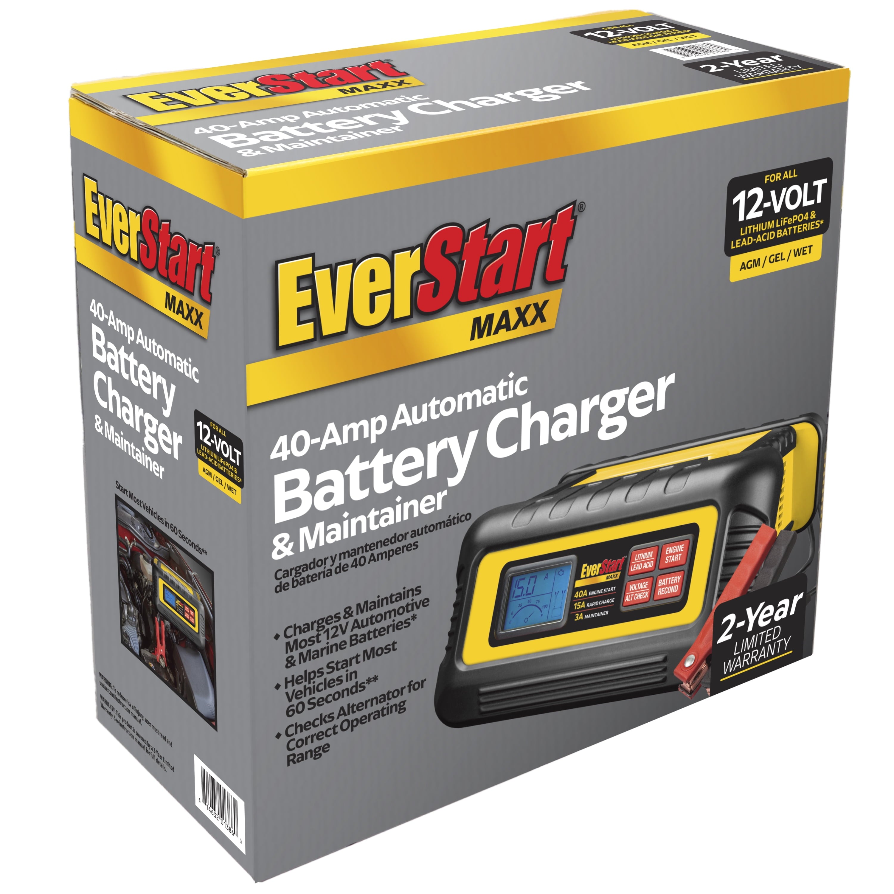 EverStart Maxx 15 Amp Battery Charger and Maintainer with 40 Amp Engine Start (BC40BE)