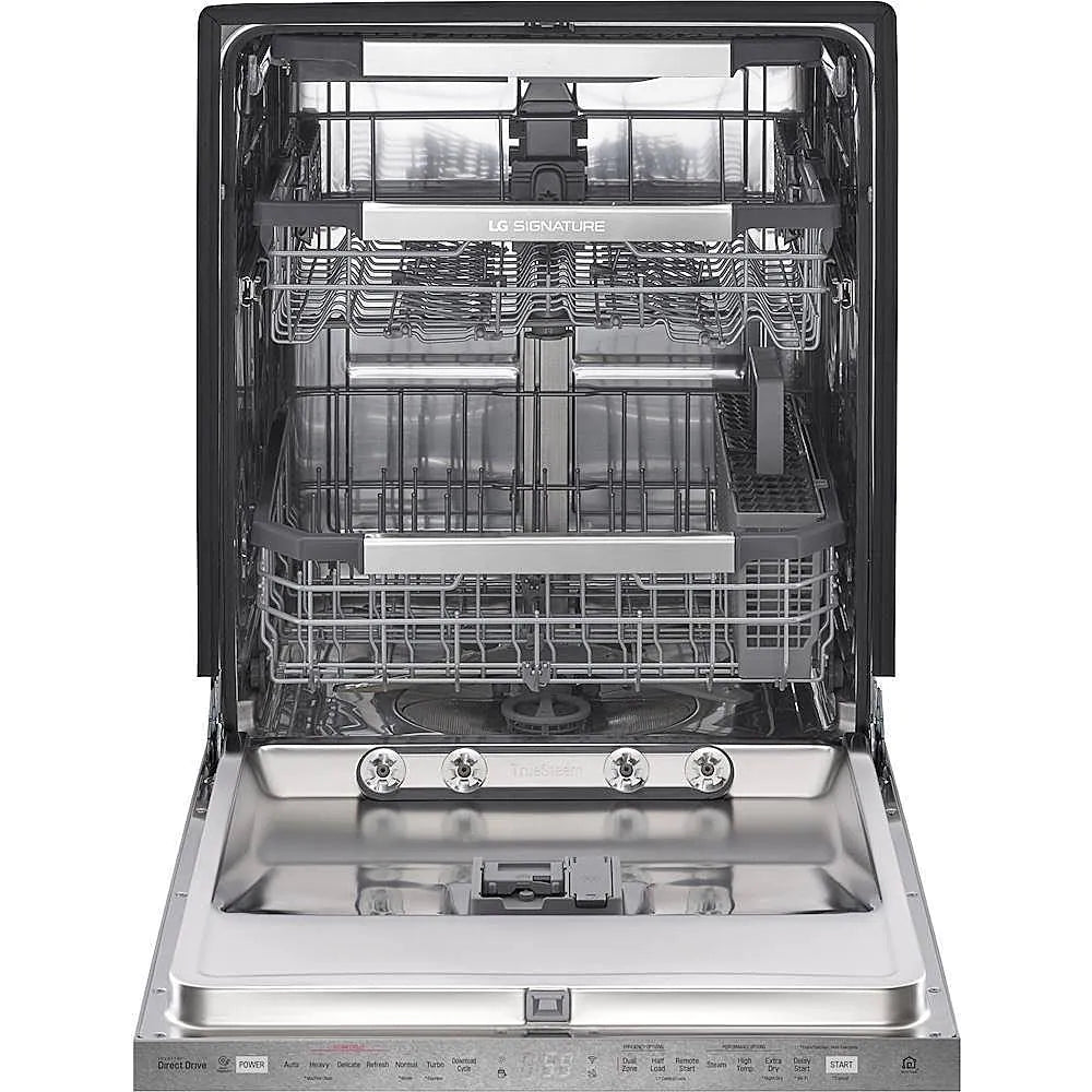 LG - SIGNATURE Top Control Built-In Dishwasher with Stainless Steel Tub, TrueSteam, 3rd Rack, 38dBA - Textured steel