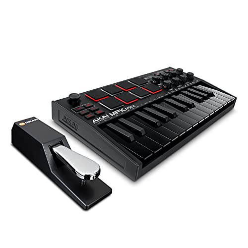 AKAI Professional MPK Mini White MK3 and M-Audio HDH40-25-Key USB MIDI Keyboard Controller with Beat Pads, Studio Headphones and Software Suite