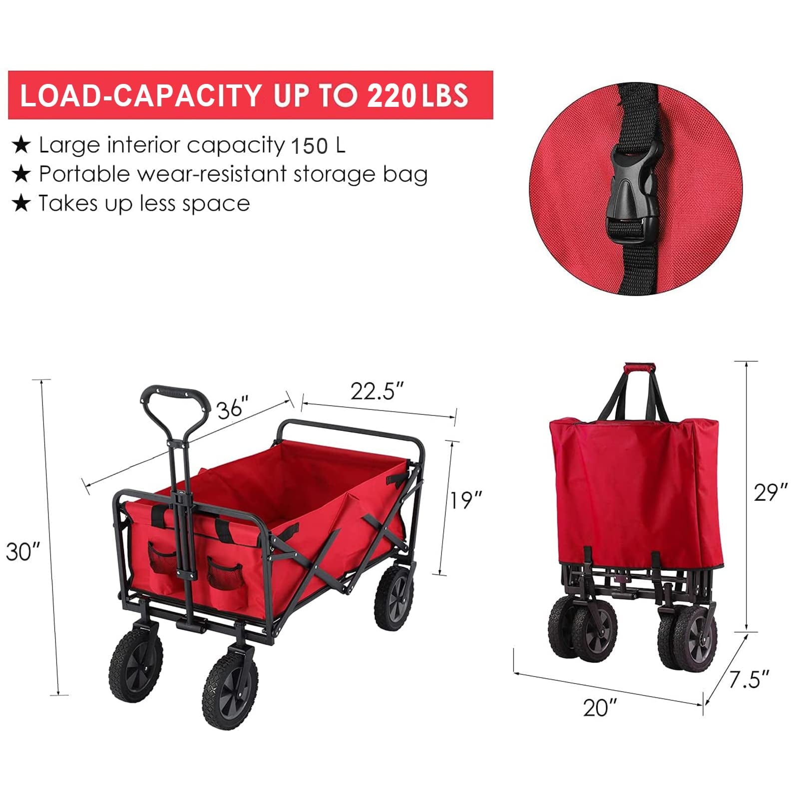 APOLLOLIFT Foldable Wagon Cart Outdoor Utility Wagon Table for Sports Shopping Camping