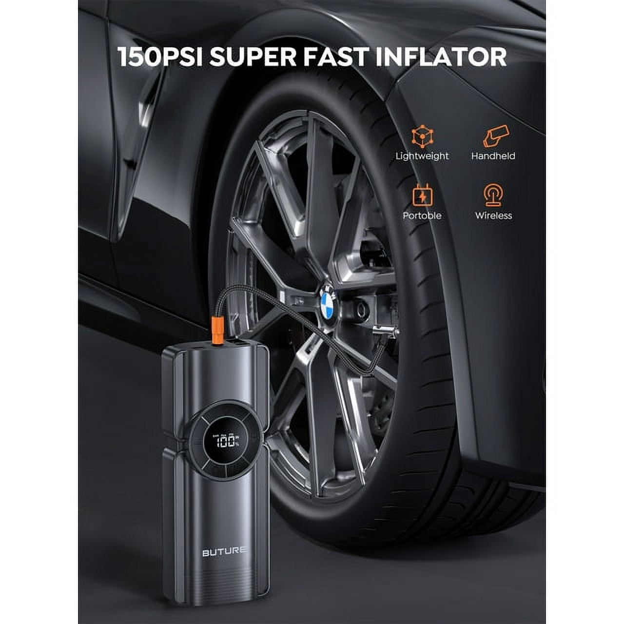 Car Jump Starter With Air Compressor Power Bank 20000mAh 2500A 12V Digital Tire Inflator Buture