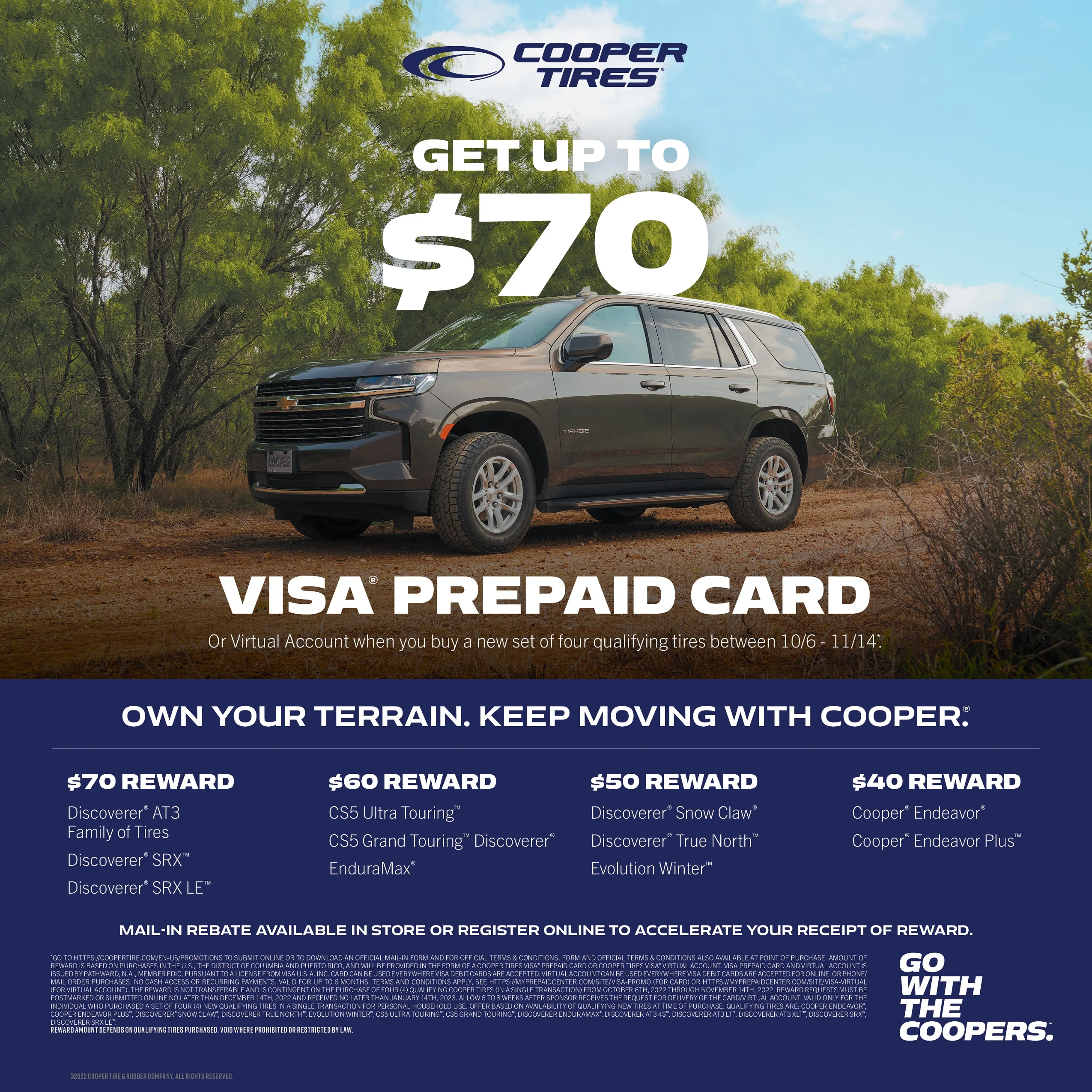 Cooper Discoverer AT3 XLT All Terrain LT275/70R18 125/122S E Light Truck Tire