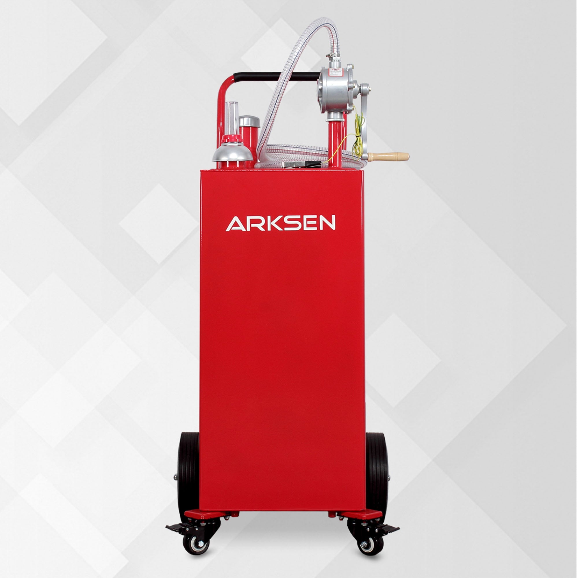 Arksen 30 Gallon Portable Gas Caddy Fuel Storage Tank Large Gasoline Diesel Can Hand Siphon Pump Rolling Wheels, Red