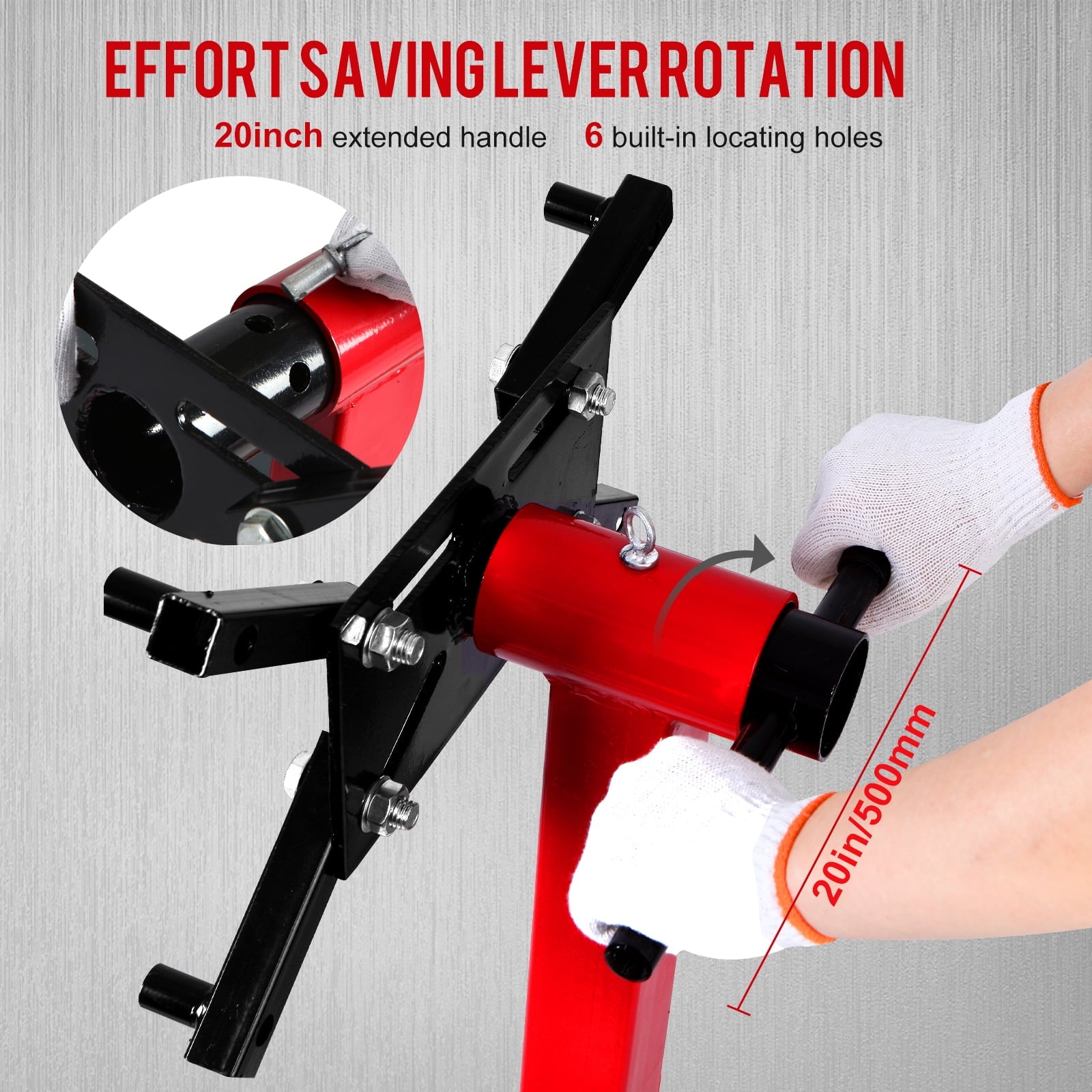 ANDTE Steel Rotating Engine Stand with 360 Degree Rotating Head and Folding Frame: 1/2 Ton (1000 lb) Capacity, Red