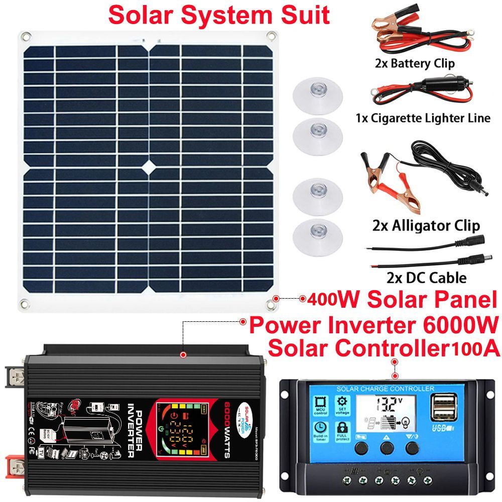 TASHHAR Solar Panel Kit 400W with Controller and Power Inverter Battery Charger Maintainer for Boat Car RV Motorcycle Marine Automotive