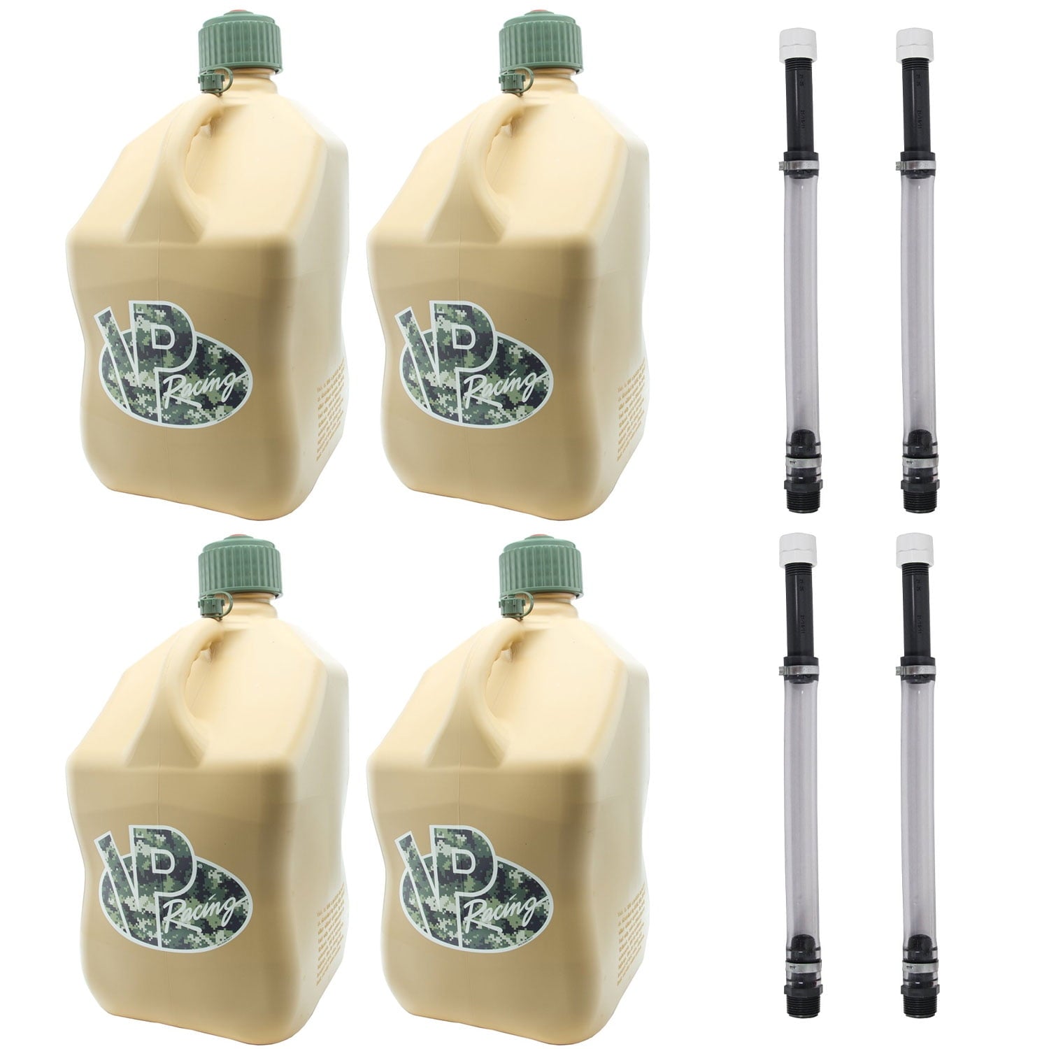 VP Racing Fuels 5.5 Gallon Utility Jugs with Deluxe Hoses, Tan (4 Pack)