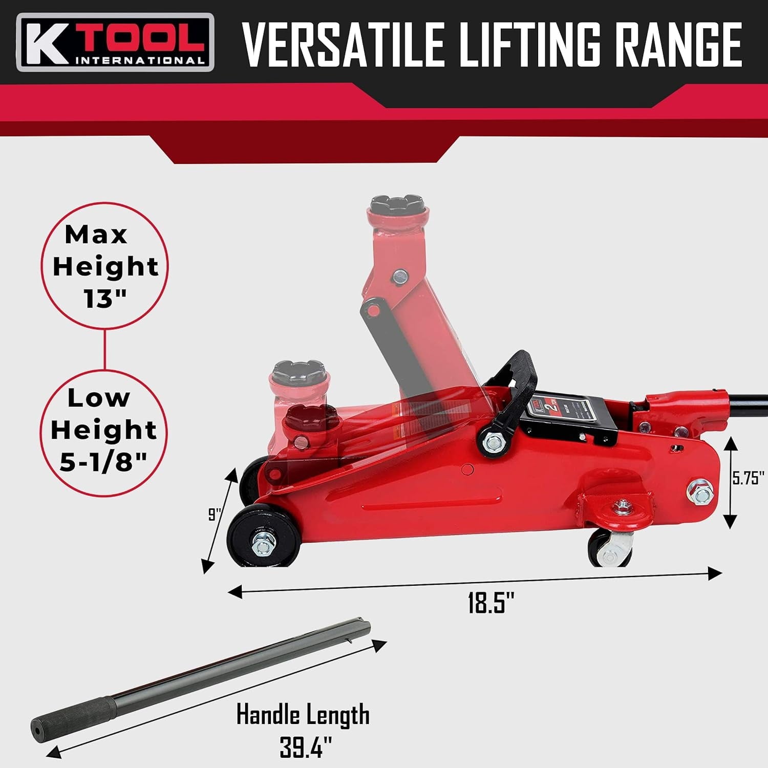 K Tool International 63103A 2 Ton Capacity Trolley Jack