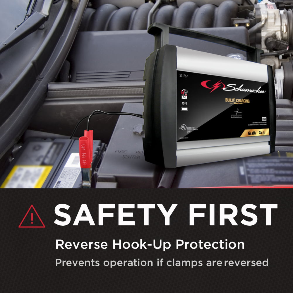 Schumacher Fully Automatic Battery Charger and Maintainer- 6 Amp/3 Amp, 6/12V