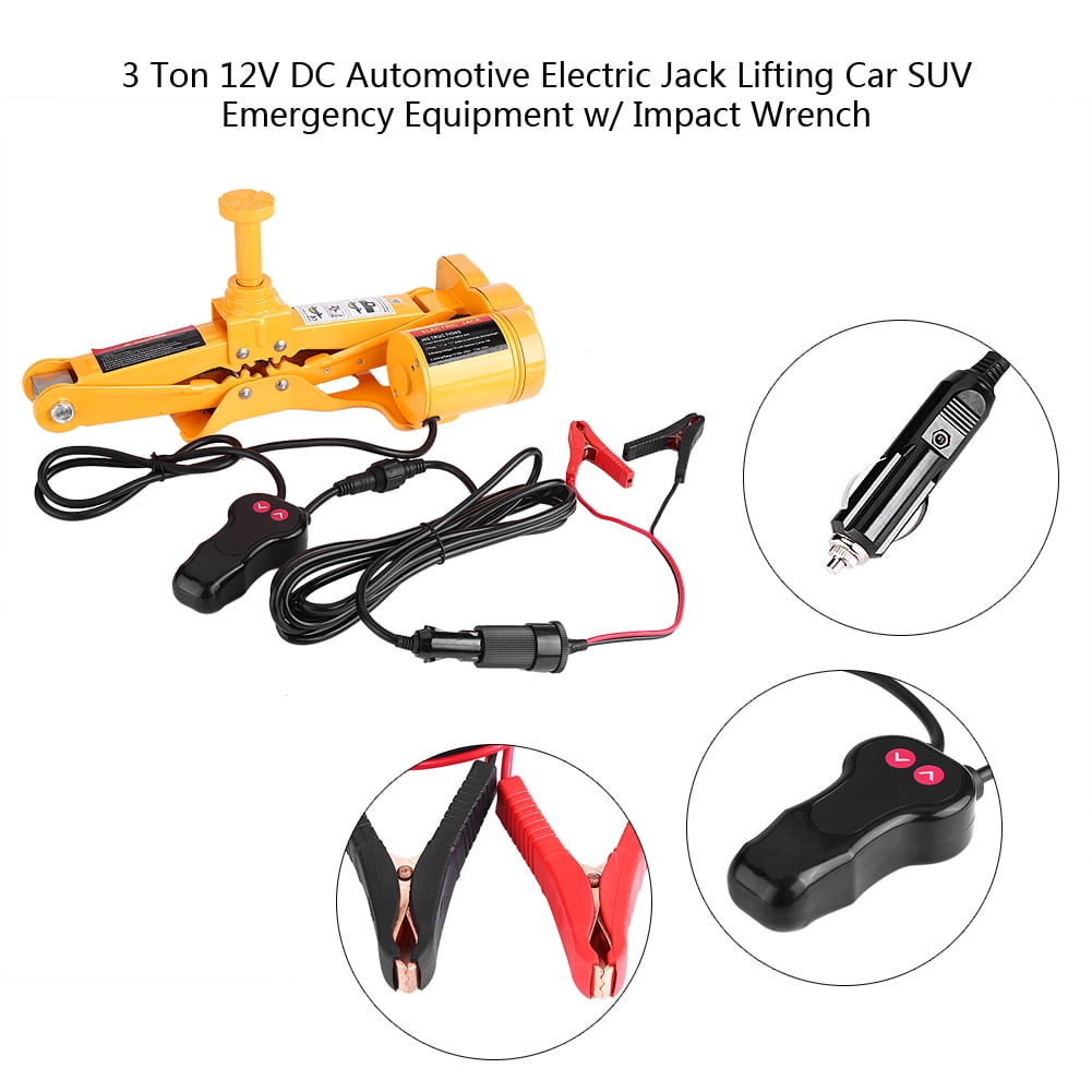 3Ton 12V DC Automotive Electric Jack Lifting Car SUV Emergency Equipment w/ Impact Wrench