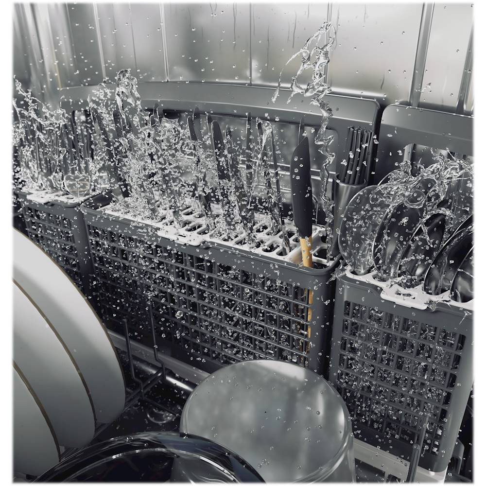 Café - Modern Glass Top Control Built-In Dishwasher with Stainless Steel Tub, 3rd Rack, 45dBA - Platinum glass