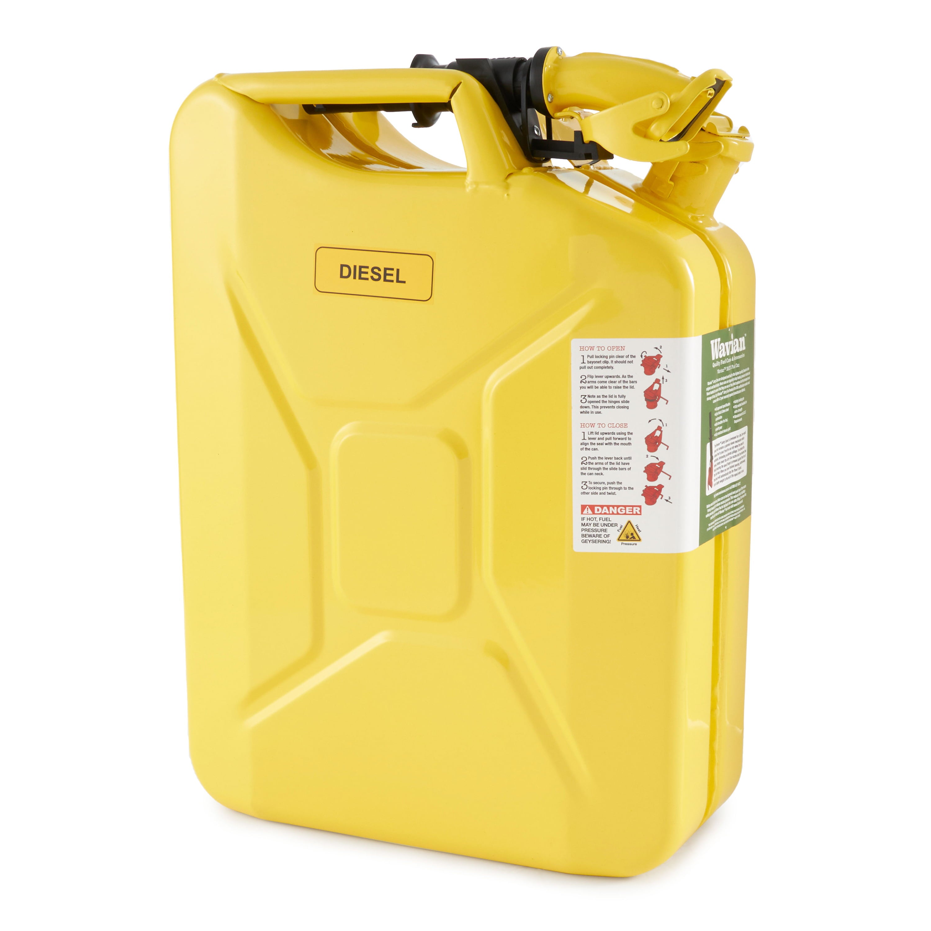Wavian 3011 5.3 Gallon, 20 Liter Authentic Jerry Can with Spout, Yellow