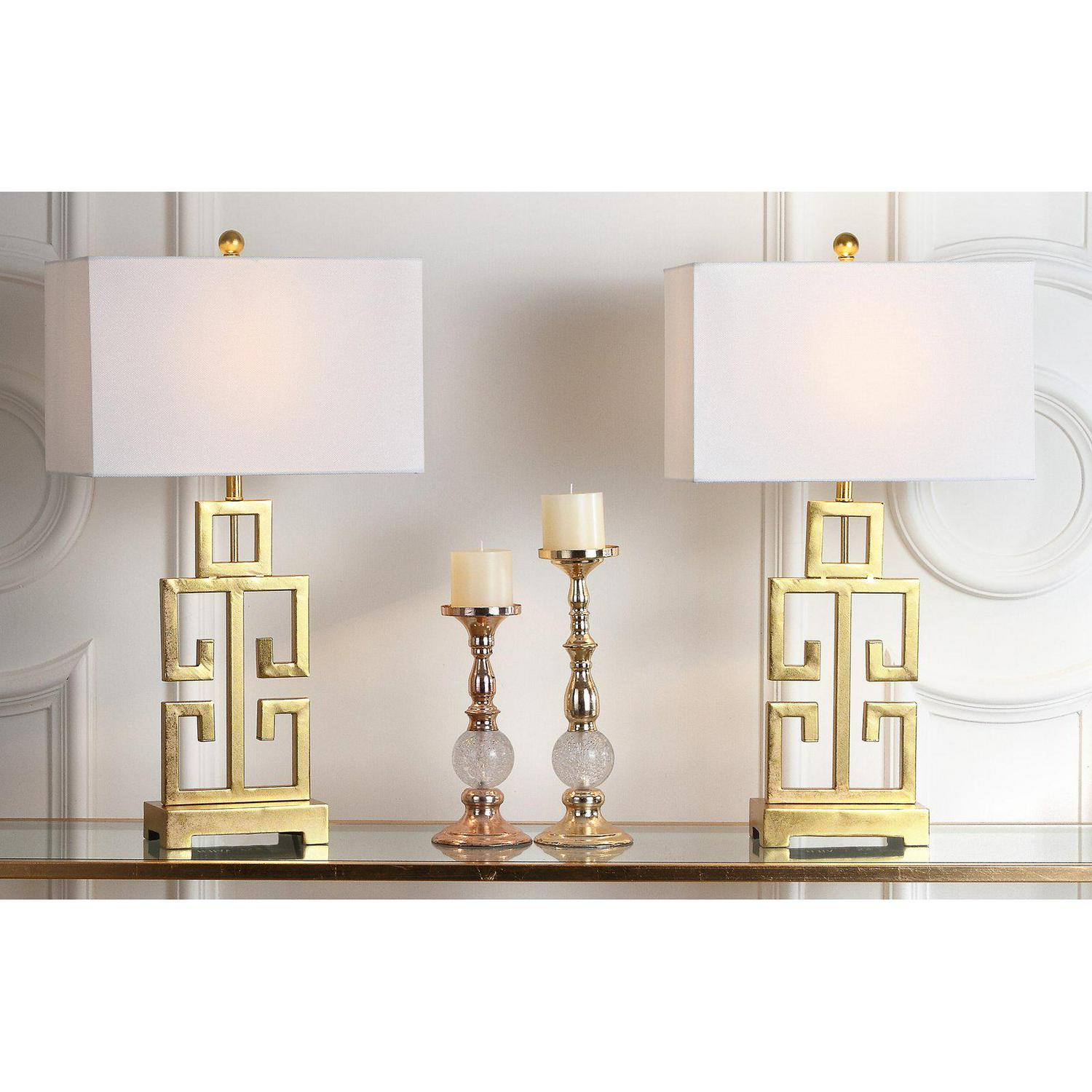 Safavieh 29 in. H Greek Key Geometric Glam Table Lamp， Set of 2