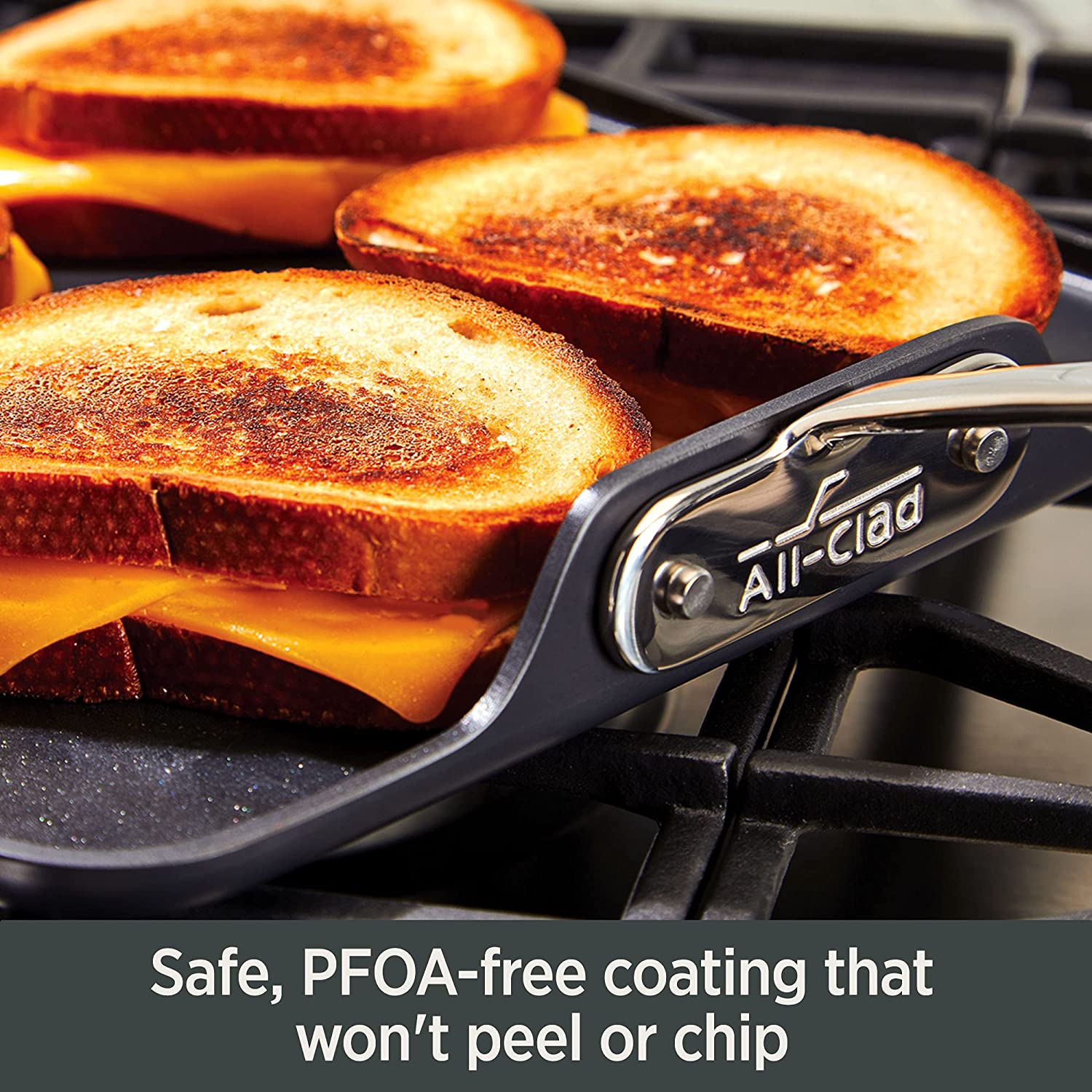 All-Clad H9112S64 Essentials Nonstick Hard Anodized 8.5 and 10.5-inch Fry Pans， 2 Piece， Grey