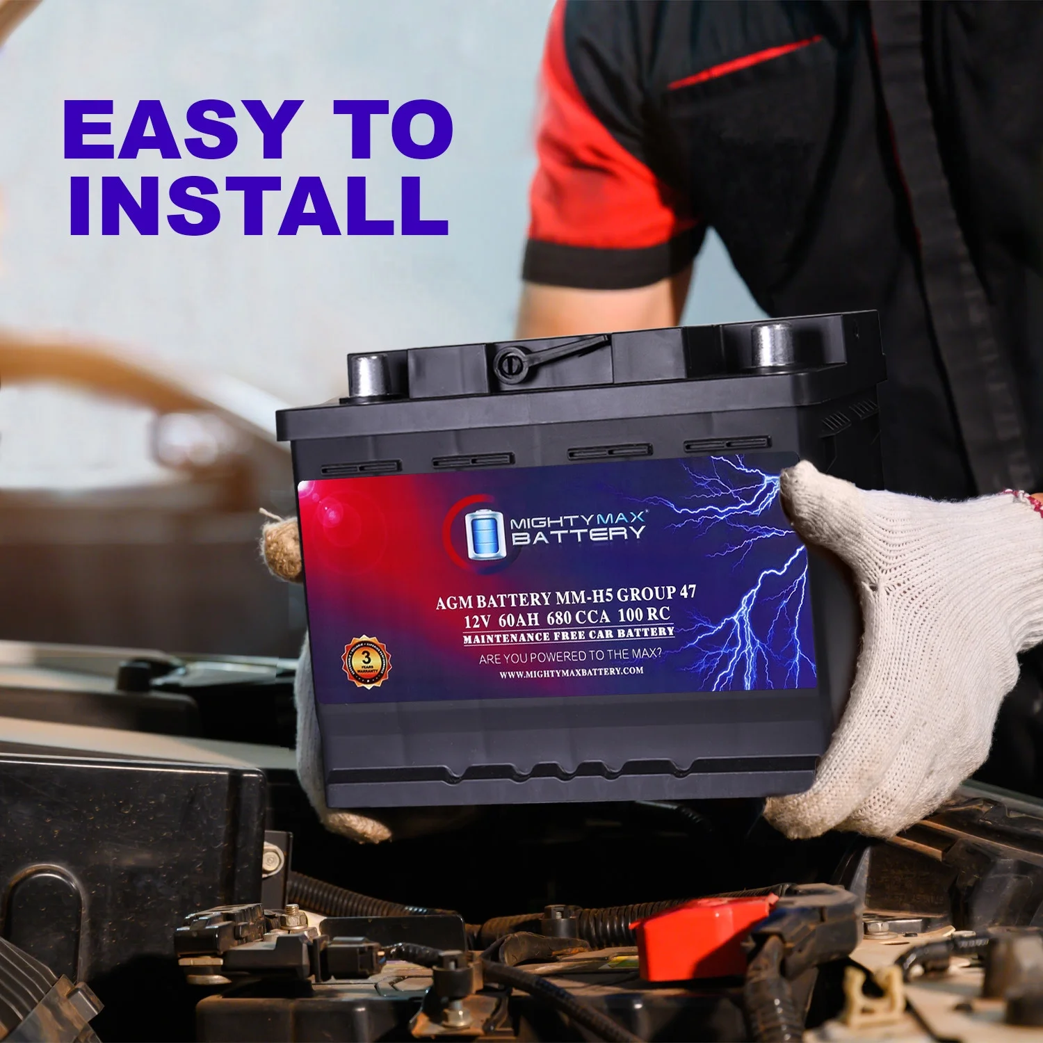 MM-H5 Group 47 12V 60AH 100RC 680CCA Replacement Battery Compatible with Hyundai Accent 14-17