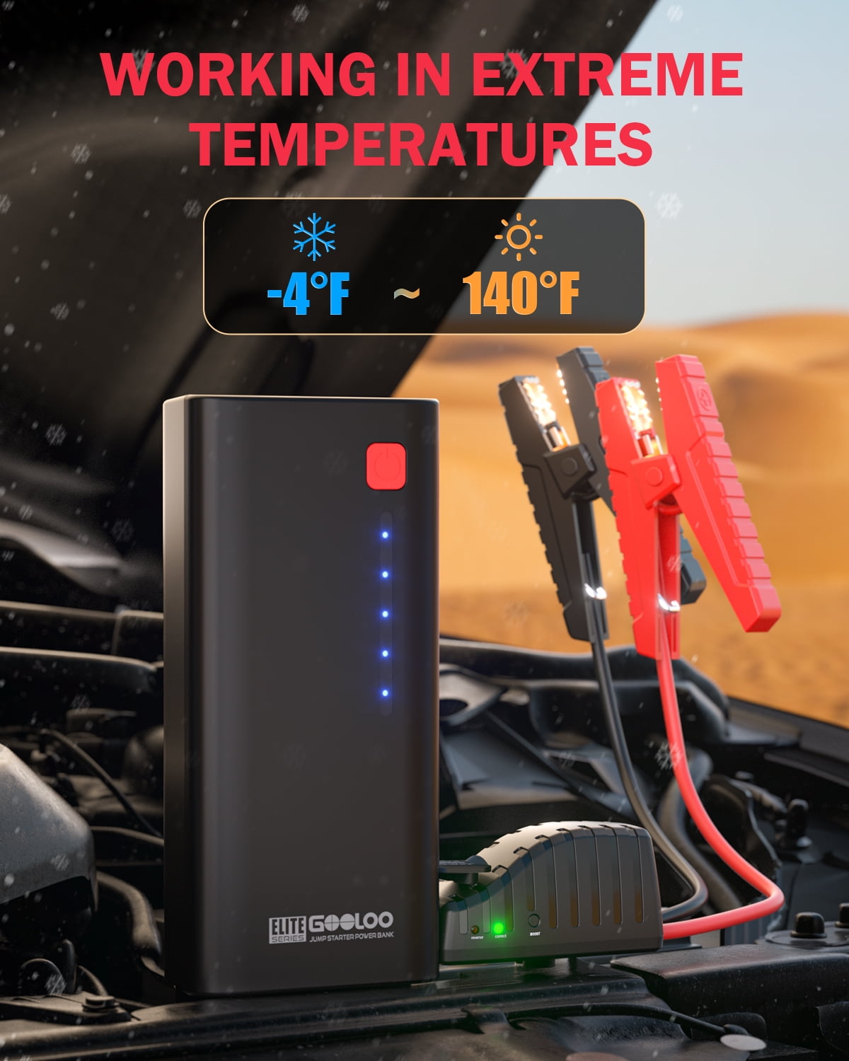 GOOLOO Car Jump Starter,2000A Jumper Pack (Up to 8.0L Gas and 6.0L Diesel Engine),12V Portable Battery Booster Box Car Starter with USB Quick Charge and LED Light