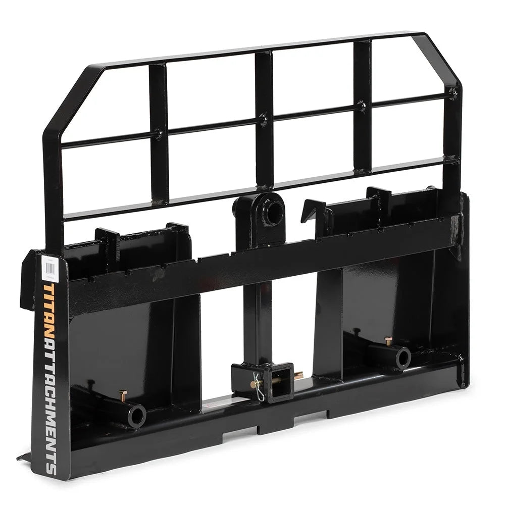 Titan Attachments Pro Series Pallet Fork Frame, Quick Tach Connection for Skid Steers, Tractors, Optional Pallet Fork Blades, Hay Spear Sleeves Included, 2
