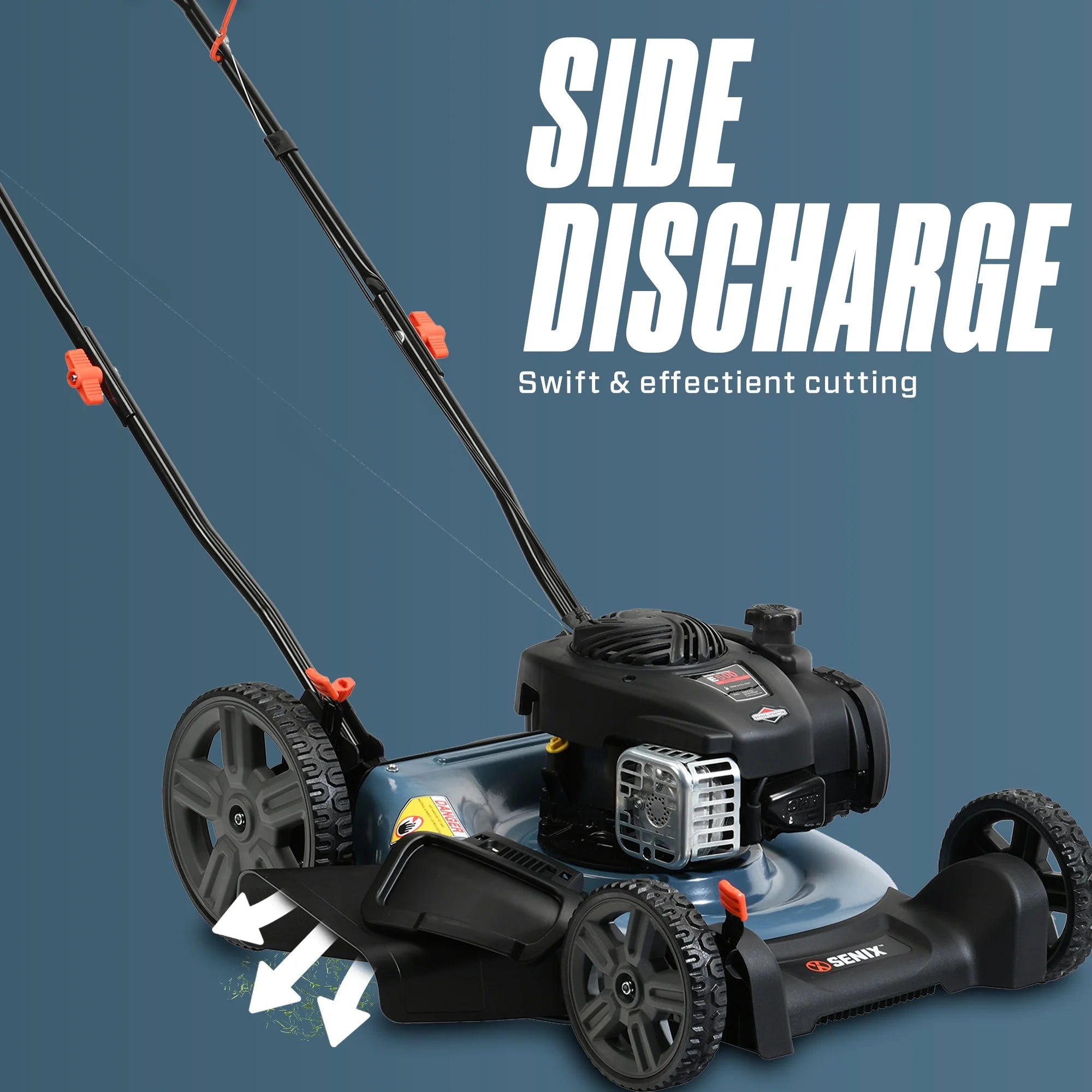 Senix Gas Push Lawn Mower, 21-Inch, 140 cc 4-Cycle Briggs & Stratton Engine, 2-in-1 Push Lawnmower, 6-Position Height Adjustment with Folding Capability, LSPG-M6