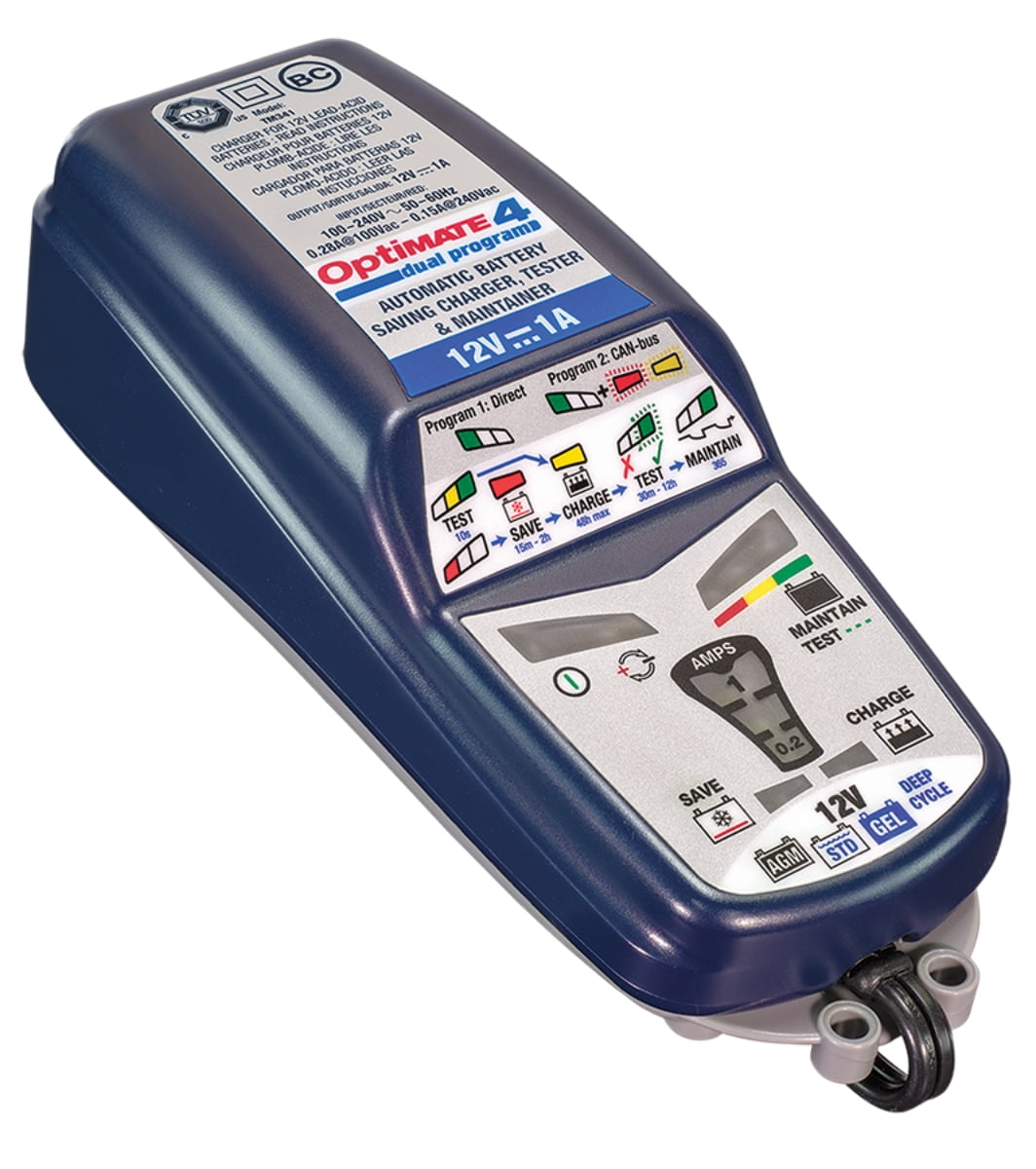 Tecmate OptiMate 4 Dual Program 12V 1A Battery Charger & Maintainer (TM-341)