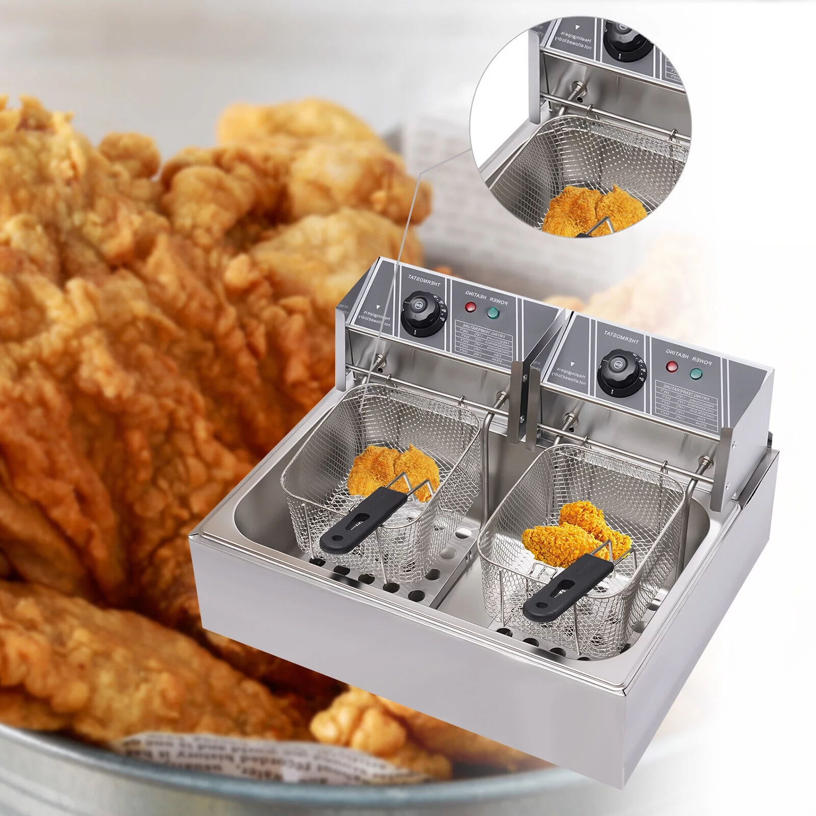 5000W Extra Large Electric Deep Fryer Commercial Restaurant Fry Basket 12L Electric Deep Fryer Single Tank Stainless Steel Fry Basket Commercial Electric Deep Fryer Stainless Steel