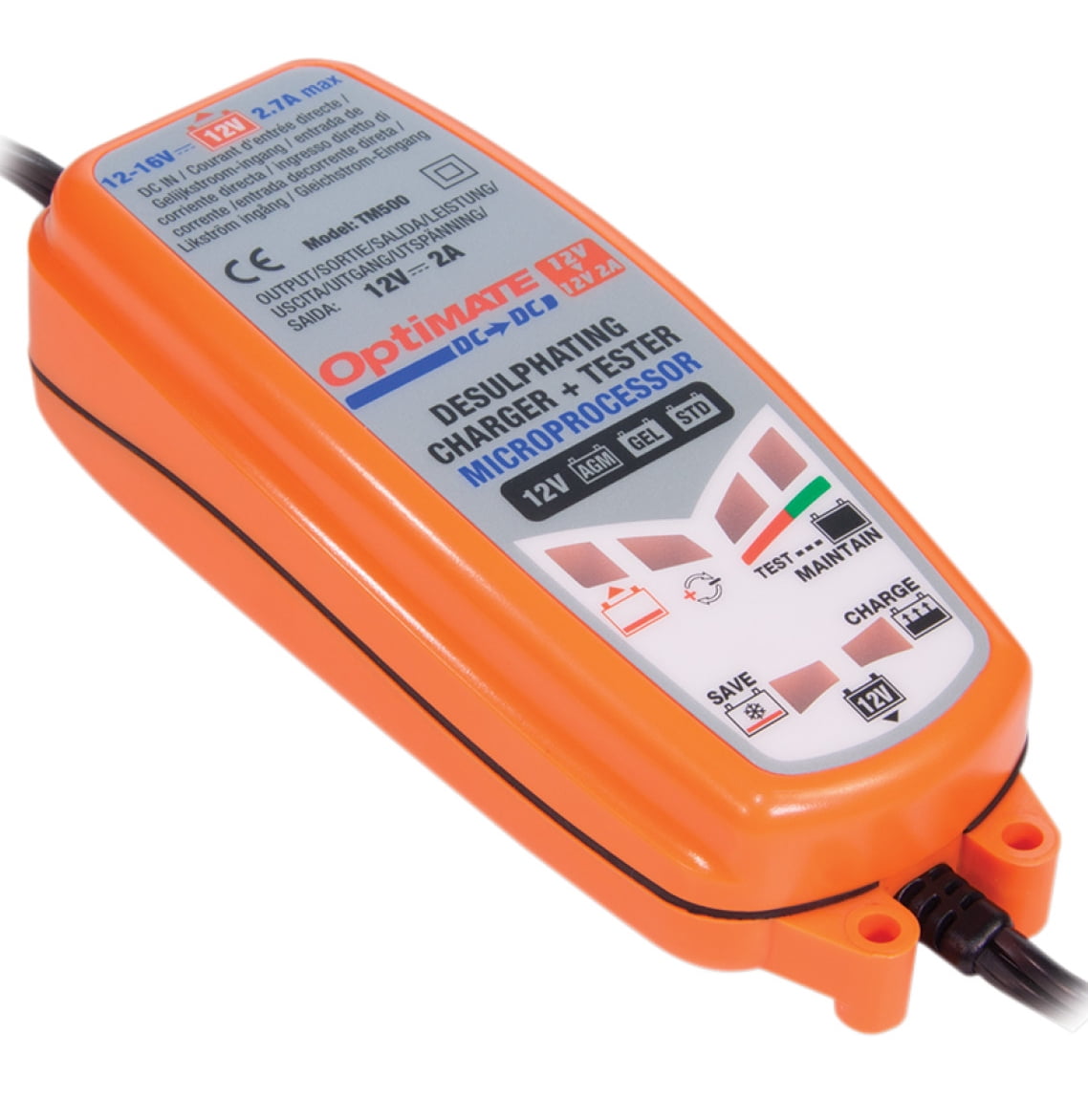 Tecmate OptiMate DC-Duo 12V/12.8V 2A DC- Battery Charger/Maintainer (TM-500V3)