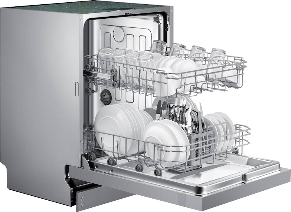 Samsung - Front Control Built-In Dishwasher with Stainless Steel Tub, Integrated Digital Touch Controls, 52dBA - Stainless steel