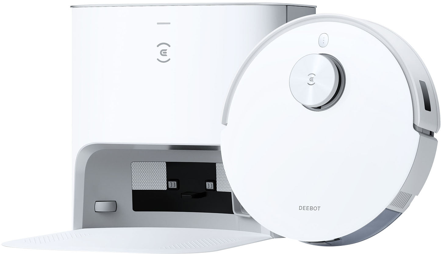 ECOVACS Robotics - DEEBOT T10+ Wi-Fi Connected Robot Vacuum & Mop with Auto Empty, Laser Mapping and AI Object Recognition and Avoidance - WHITE