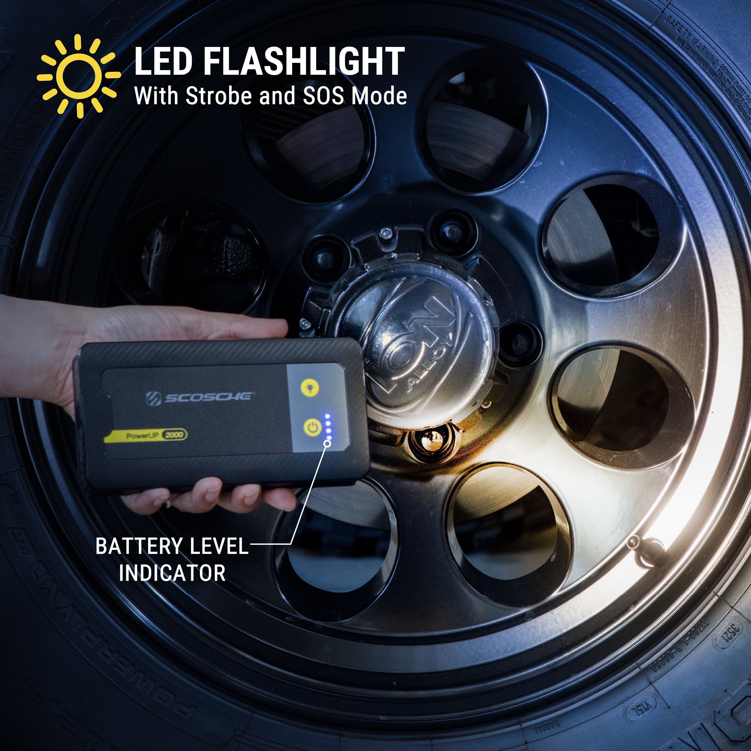 Scosche PBJ2000 PowerUp 2000 Amp Emergency Jump Starter with Built-In Power Bank and Flashlight