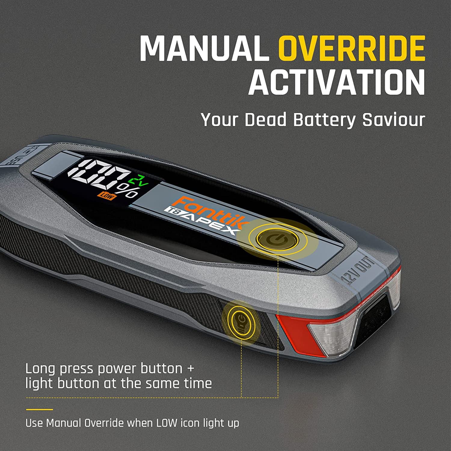 Fanttik 2000 Amp Jump Starter, 12V Car Battery Booster, 65W Two-Way Fast Charging