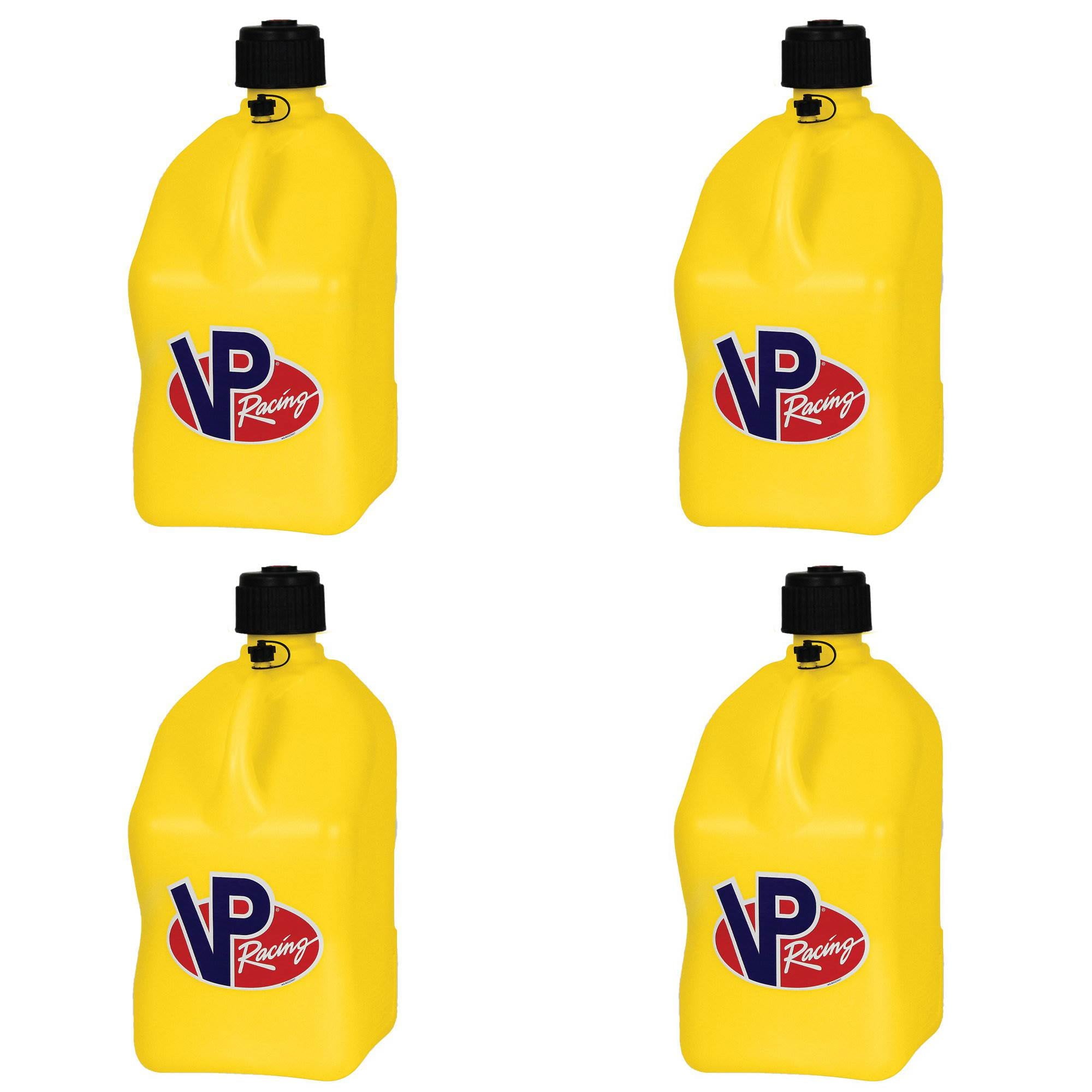 VP Racing Fuels Motorsport 5.5 Gallon Square Utility Jugs, Yellow (4 Pack)