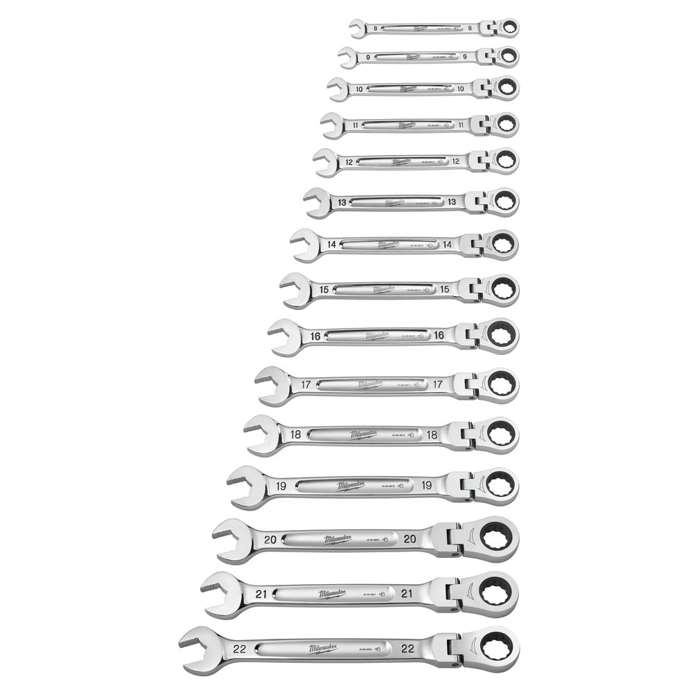 Milwaukee 48-22-9513 15-Piece Metric Flex Head Ratcheting Combination Wrench Set