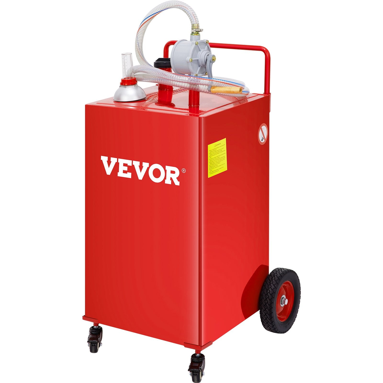 VEVOR 35-Gallon Fuel Caddy with Manual Transfer Pump, Gas Storage Tank on 4 Wheels for Gasoline, Diesel