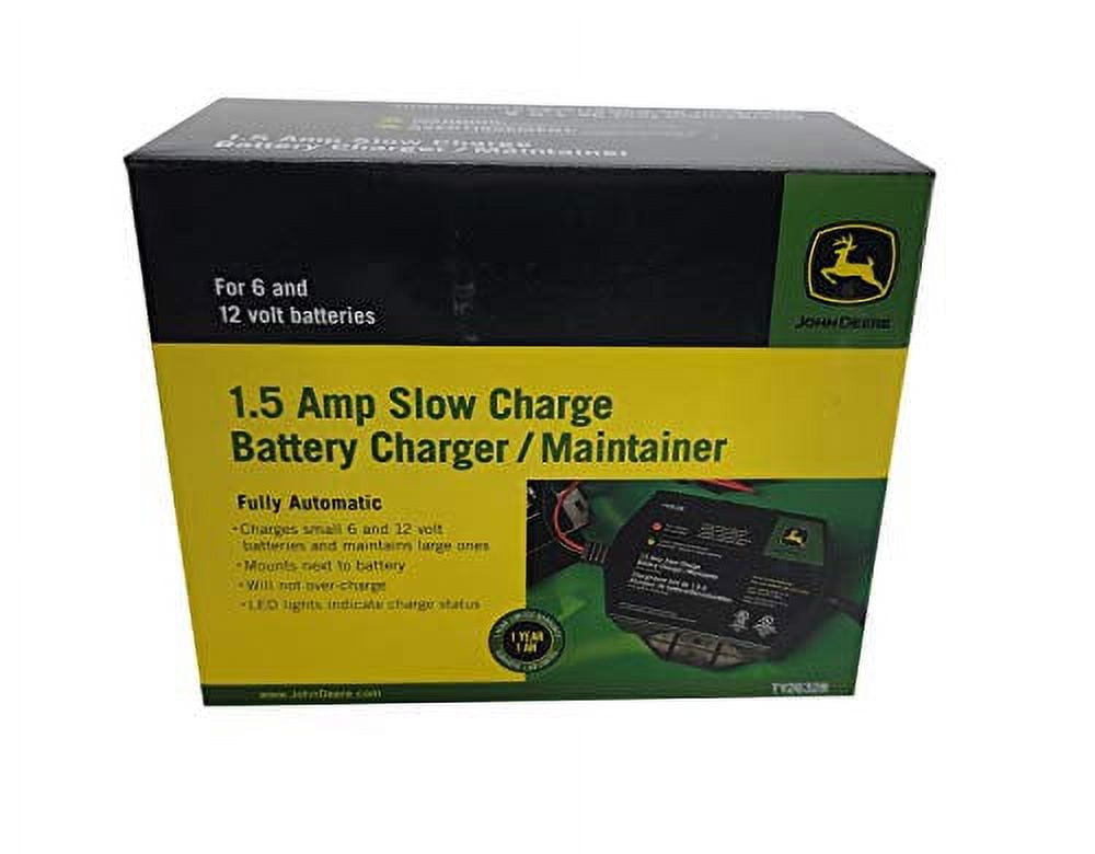 John Deere 1.5 AMP Slow Charge Battery Charger/Maintainer - TY26328