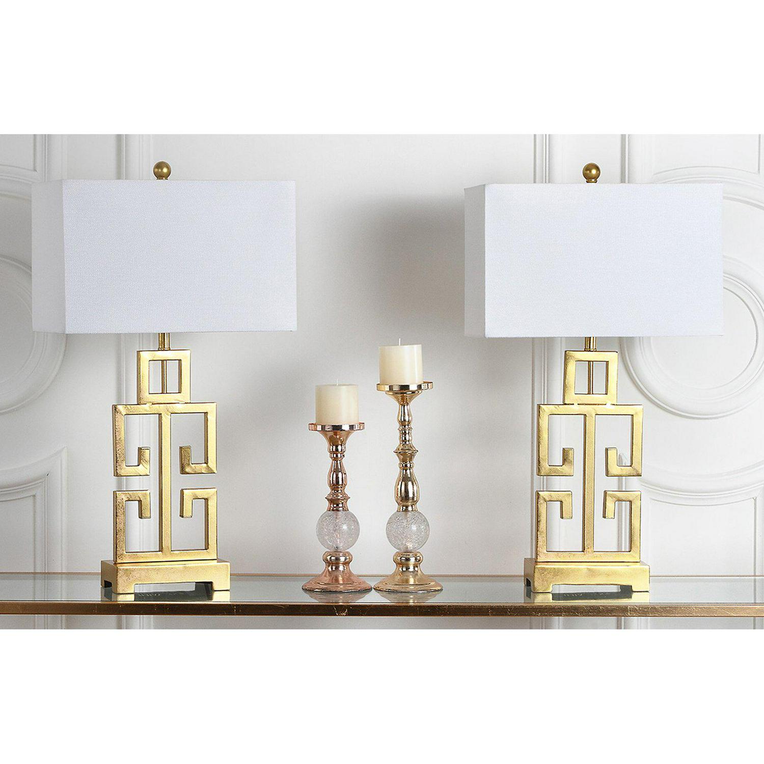 Safavieh 29 in. H Greek Key Geometric Glam Table Lamp， Set of 2