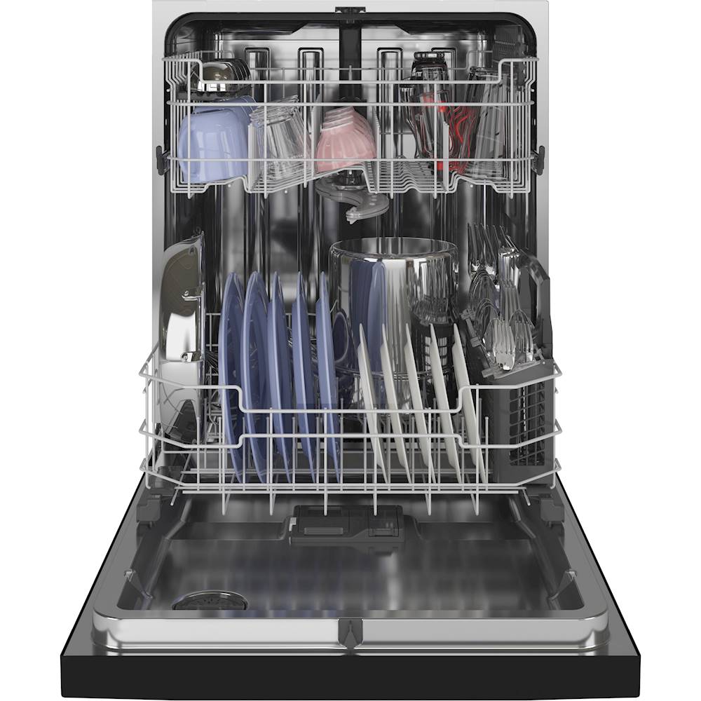 GE - Top Control Built-In Dishwasher with Stainless Steel Tub, 48dBA - Black