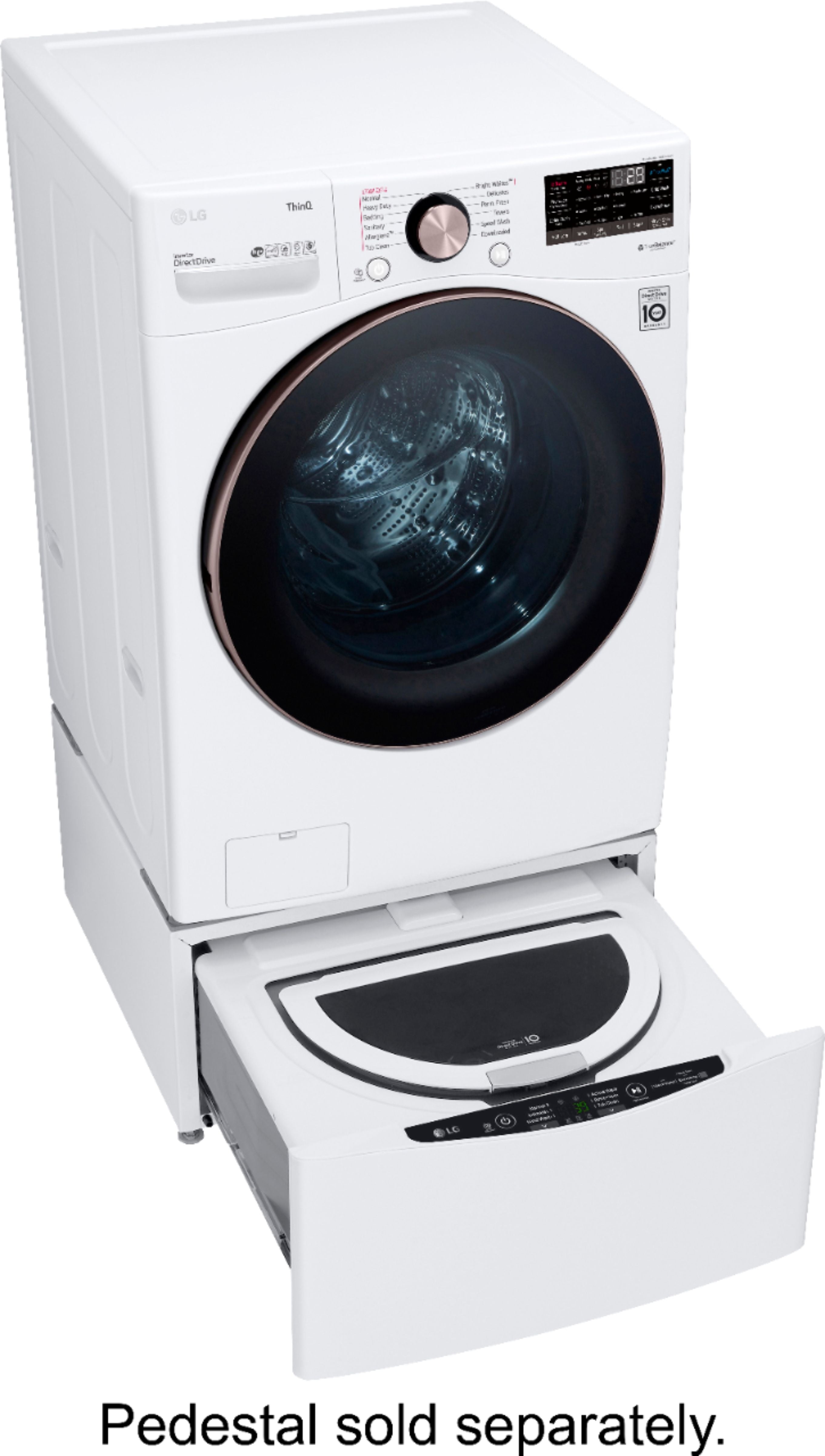 LG - 4.5 Cu. Ft. High-Efficiency Stackable Smart Front Load Washer with Steam and Built-In Intelligence - White