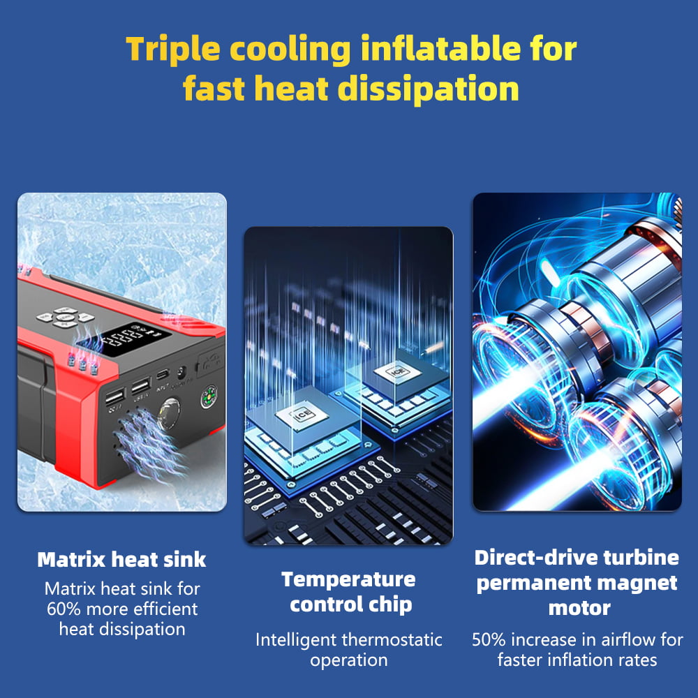 Kepeak 37000mAh Car Jump Starter with Air Compressor (7.0L Gas/4.0L Diesel), 2000A Peak Portable Battery Starter