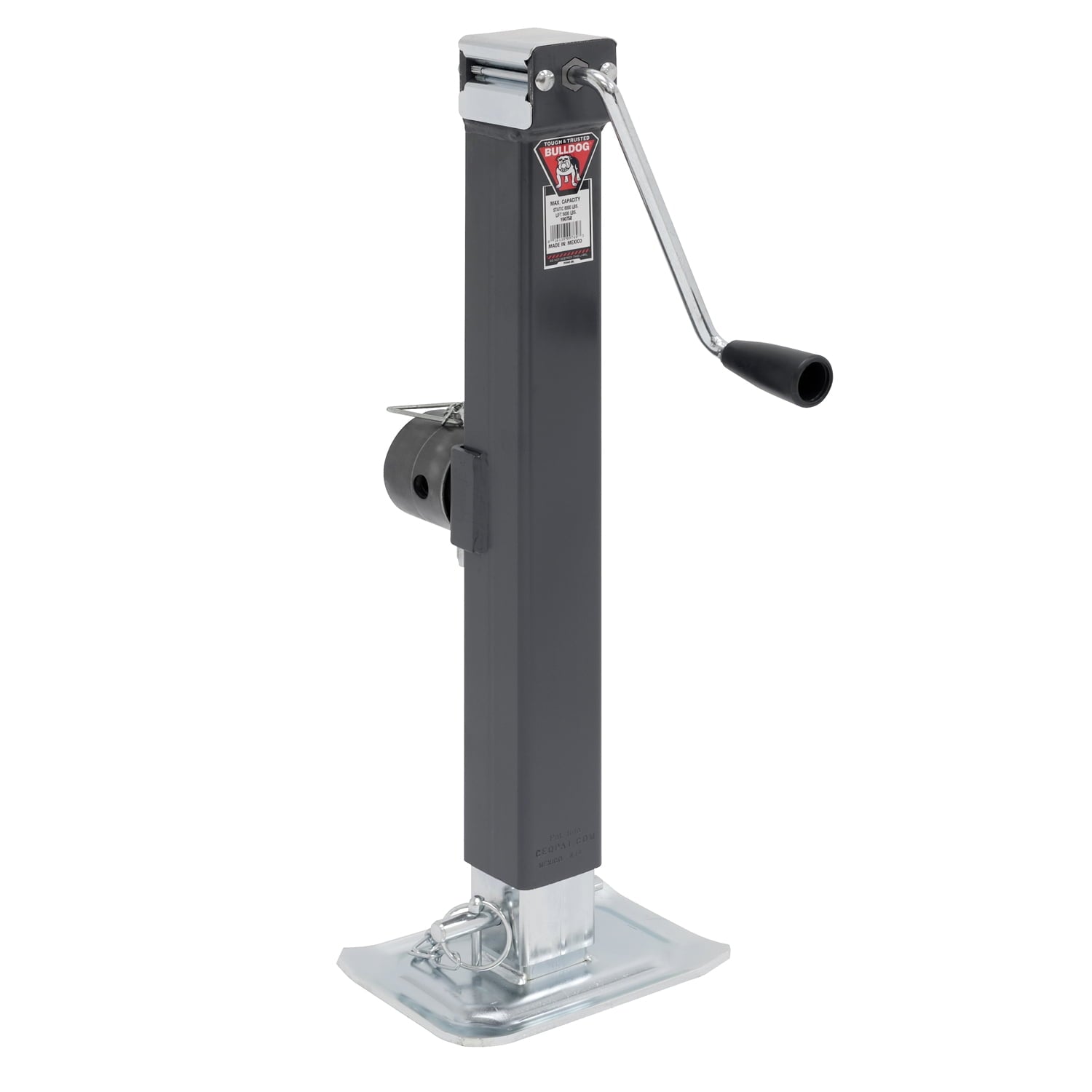 BULLDOG 190758 Square Trailer Jack, Side Mount, 8,000 lbs. Support Capacity, Sidewind, Weld-On, 15 Inch Travel