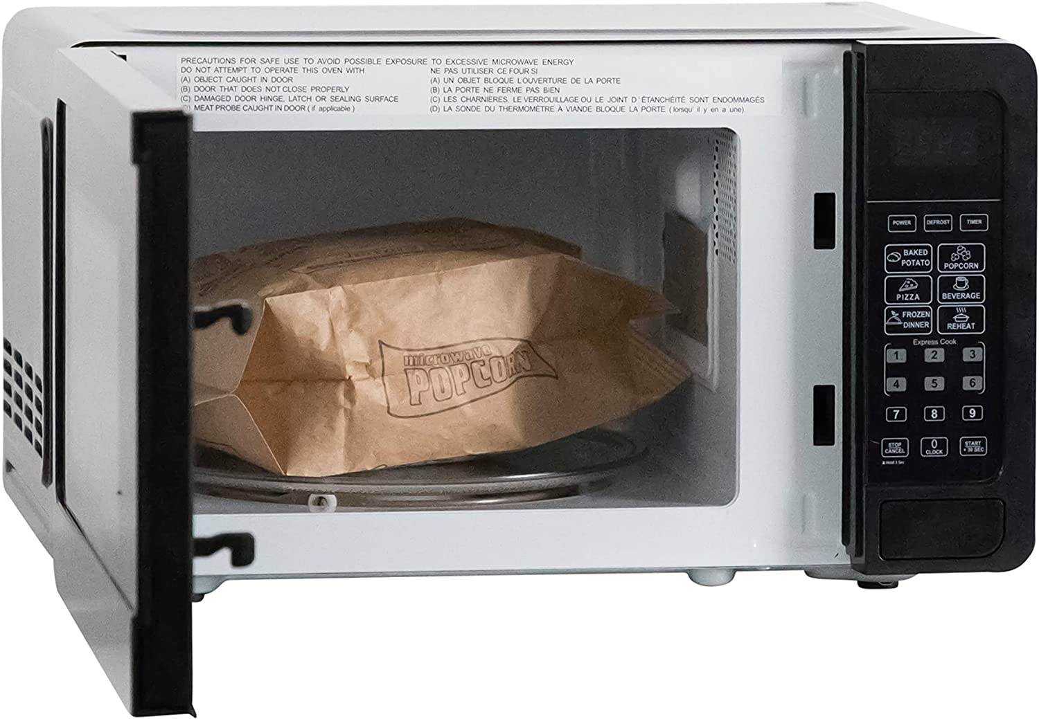 QINBI WBMW71B Microwave Oven 700-Watts Compact with 6 Pre Cooking Settings, Speed Defrost, Electronic Control Panel and Glass Turntable, Black
