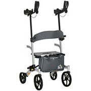 HOMCOM Aluminum Forearm Rollator Walker for Seniors and Adults with 10'' Wheels Seat and Backrest Folding Upright Walker with Adjustable Handle Height and Removable Storage Bag Silver