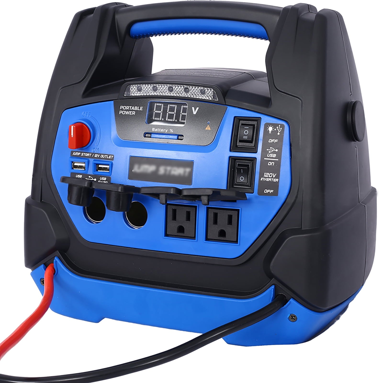 Portable Power Station, Portable Generator, 12V AGM Battery, 1800 Amp Battery, Emergency Auto Battery Booster Box, Jumper Clamp with 5 Outlet, Air Compressor and Car Tire Inflator
