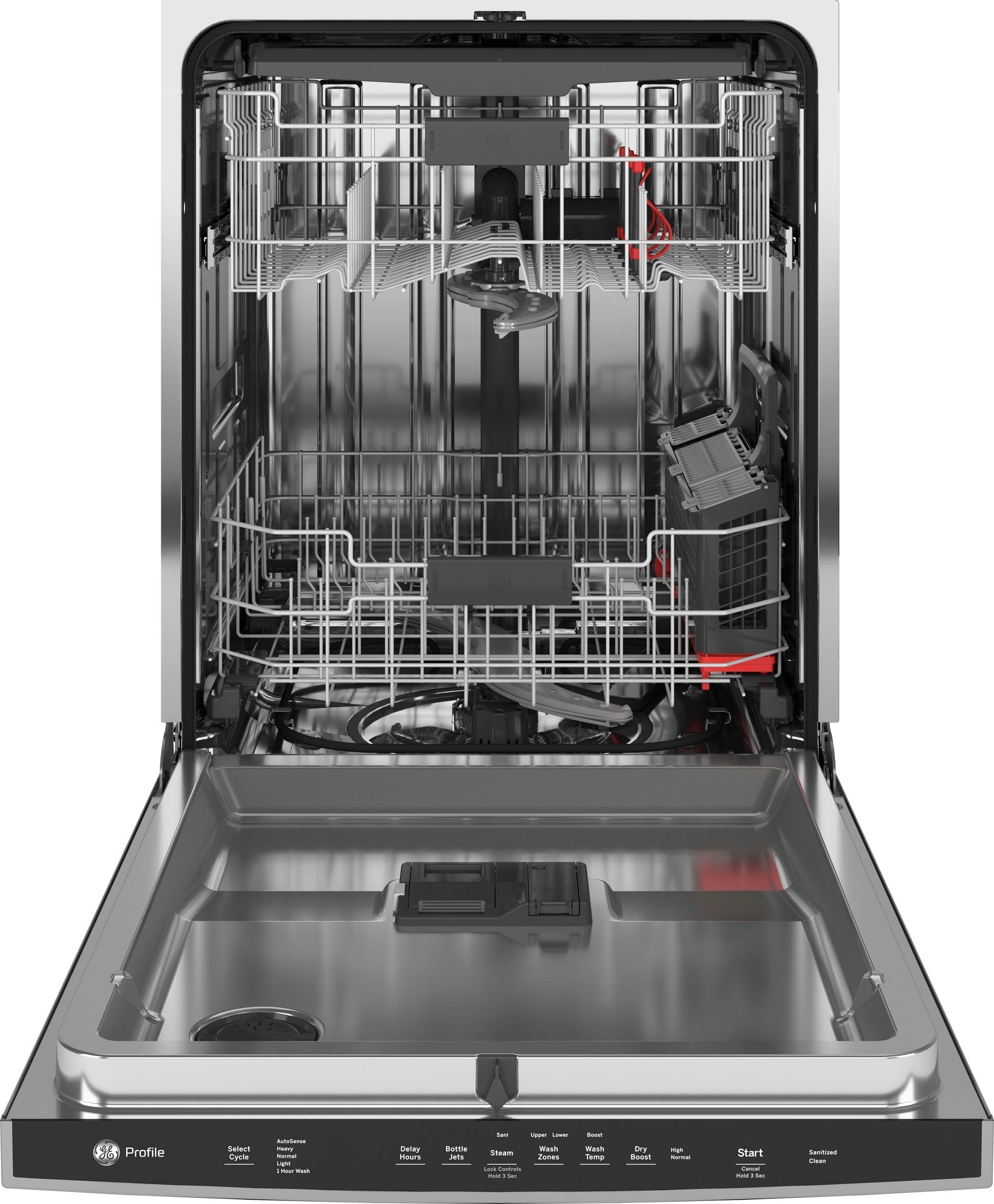 GE Profile- Hidden Control Built-In Dishwasher with Stainless Steel Tub, Fingerprint Resistance, 3rd Rack, 45 dBA - Stainless steel