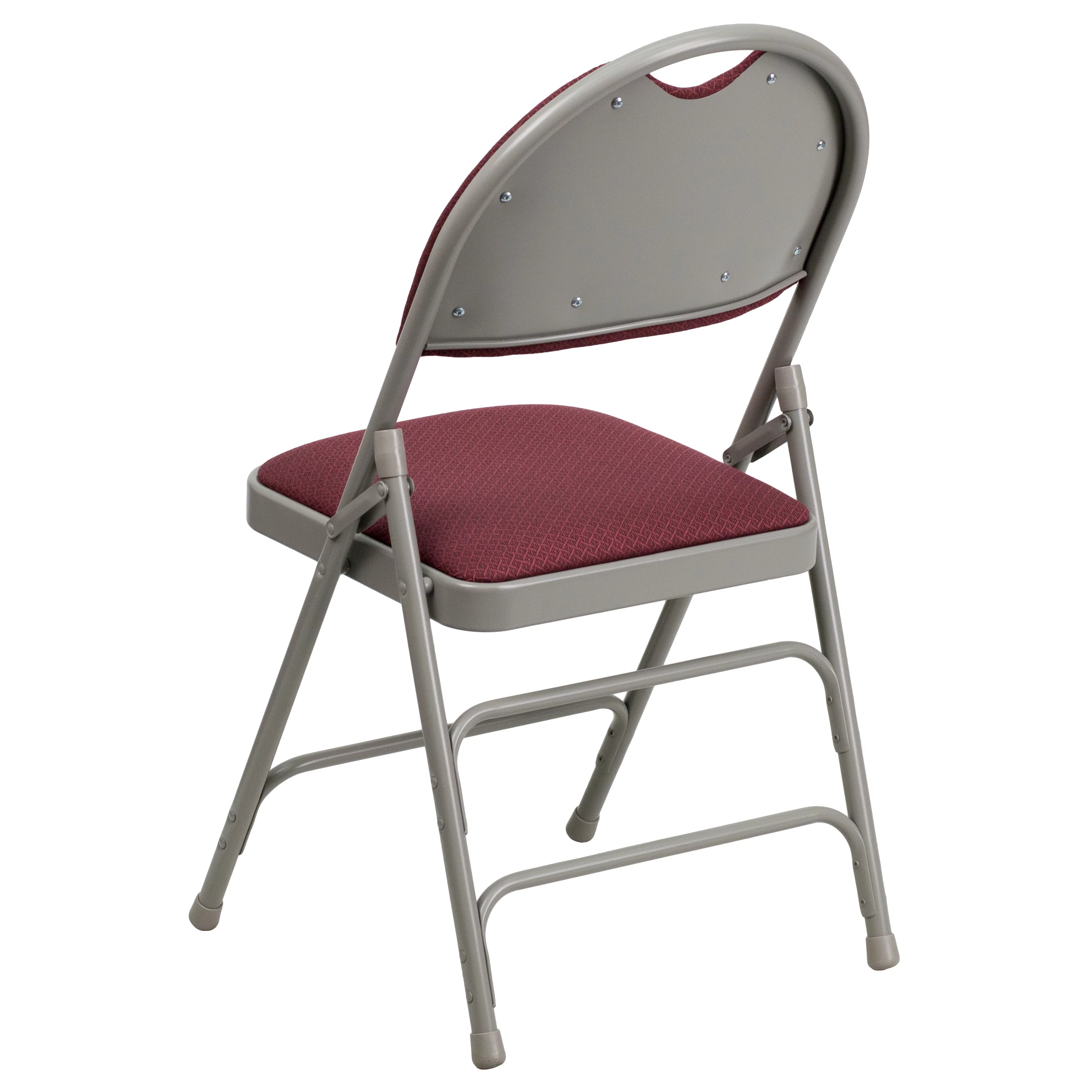 Flash Furniture HERCULES Series Ultra-Premium Triple Braced Burgundy Fabric Metal Folding Chair with Easy-Carry Handle
